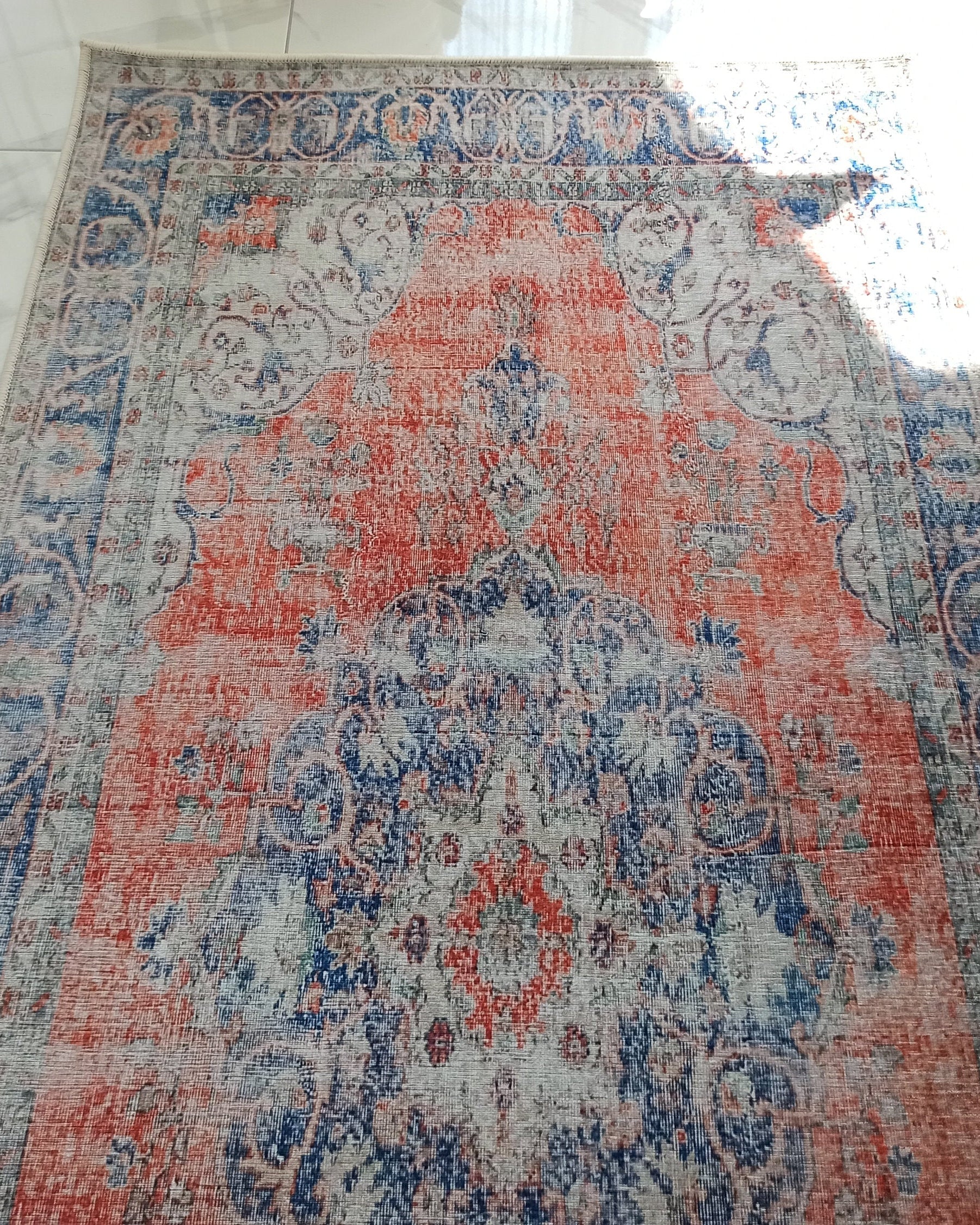 Eva Runner Turkish Burnt Orange & Teal Runner Rug