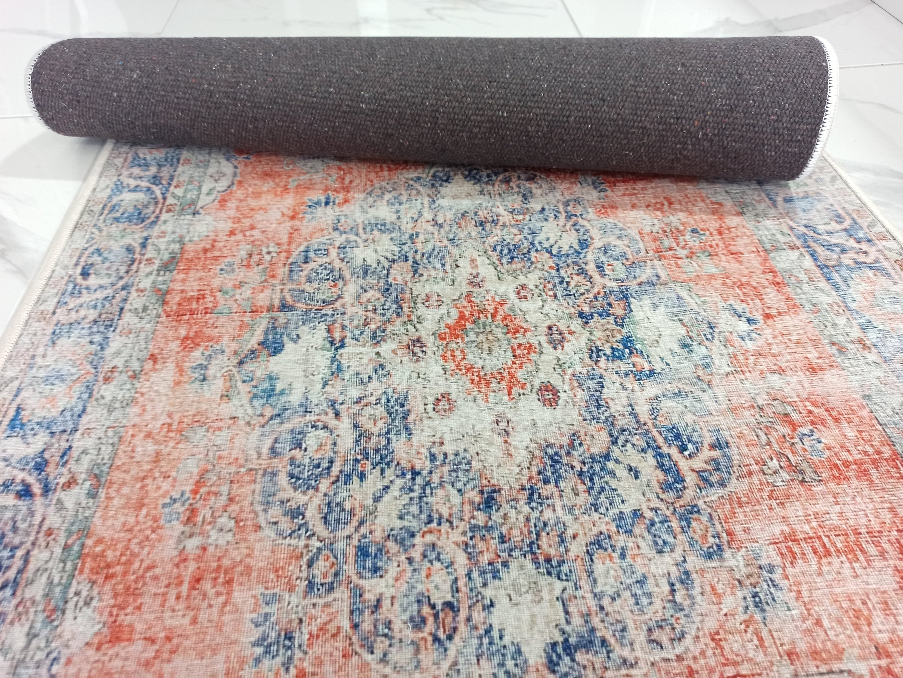 Eva Runner Turkish Burnt Orange & Teal Runner Rug