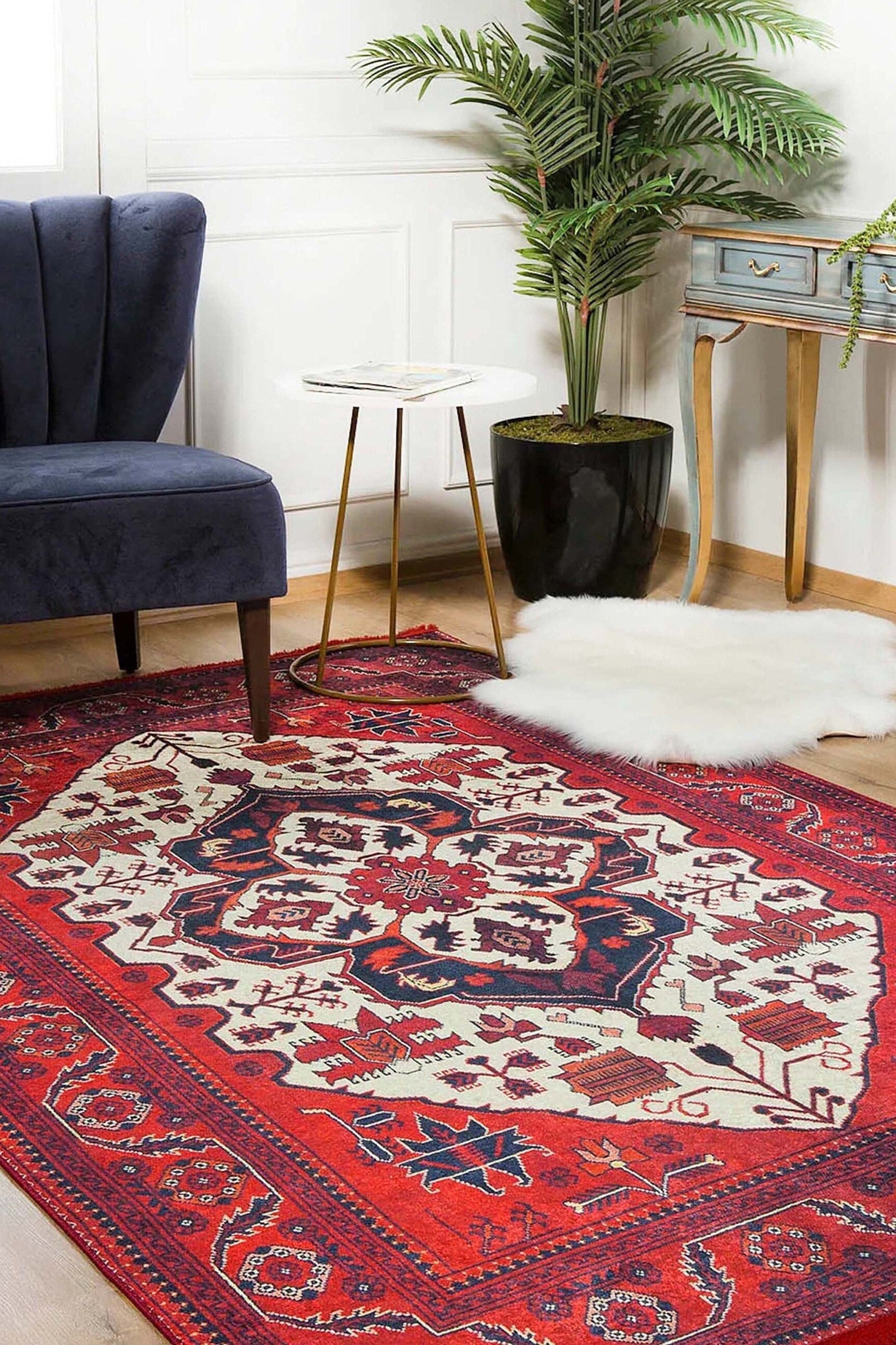 Eyma Rug Vintage Red Bokhara Rug