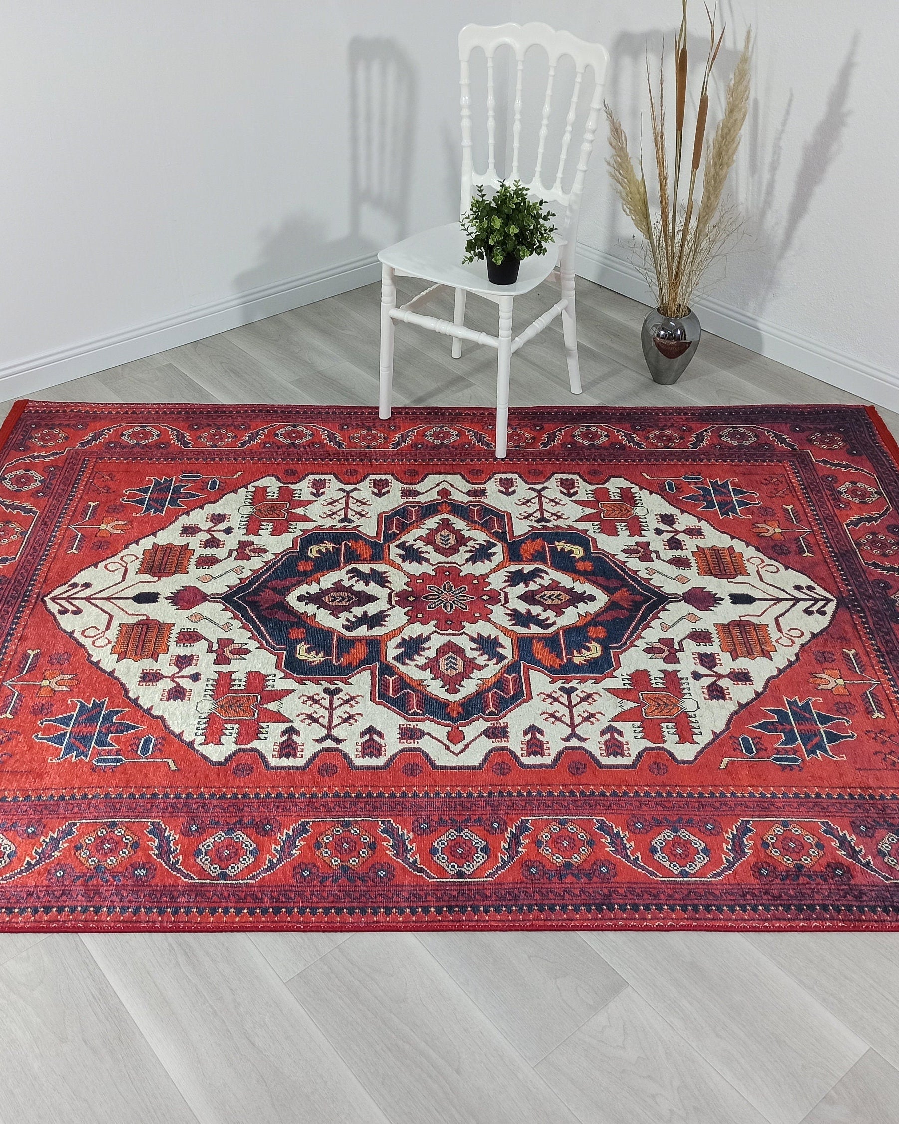 Eyma Rug Vintage Red Bokhara Rug