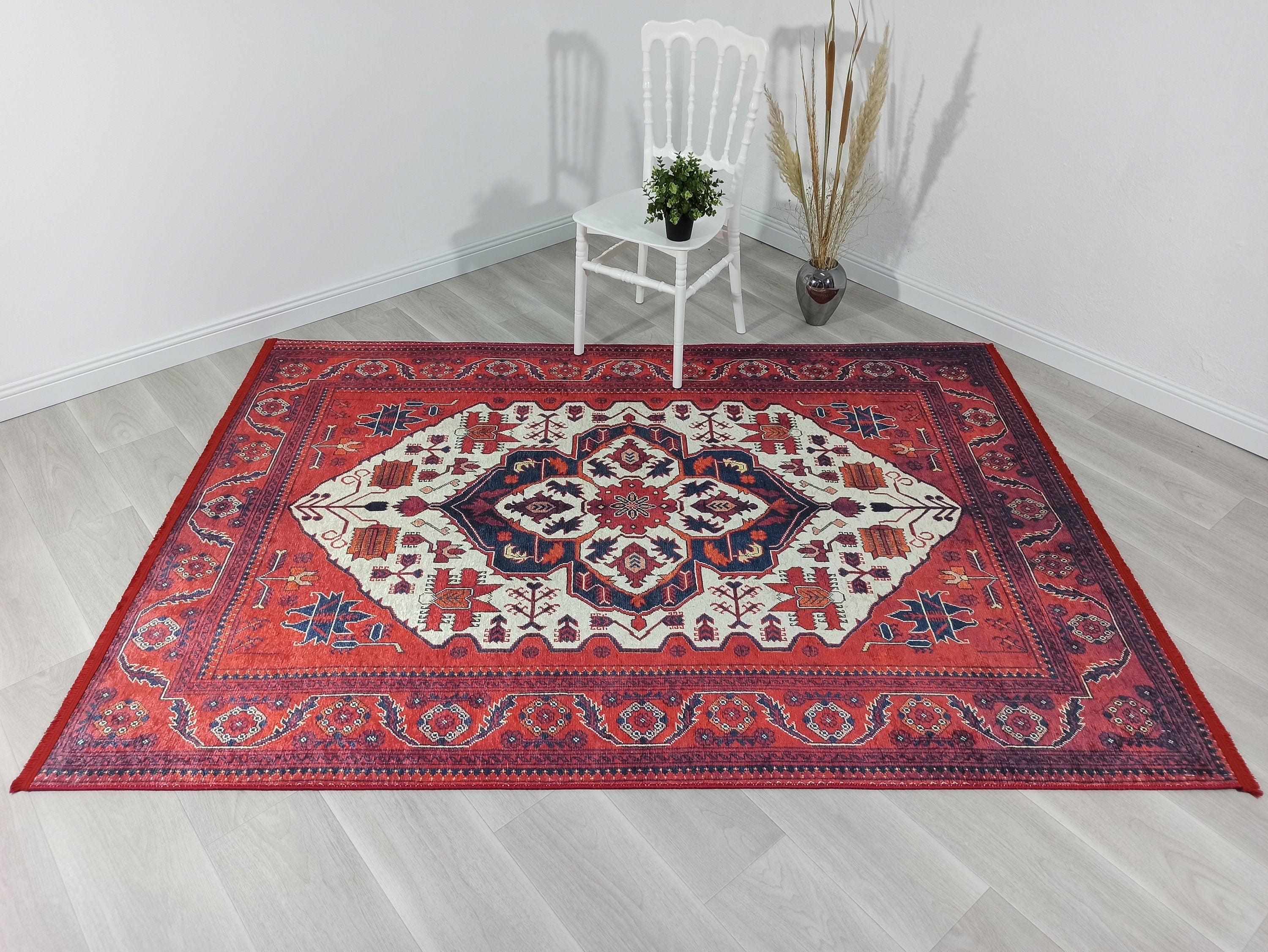 Eyma Rug Vintage Red Bokhara Rug