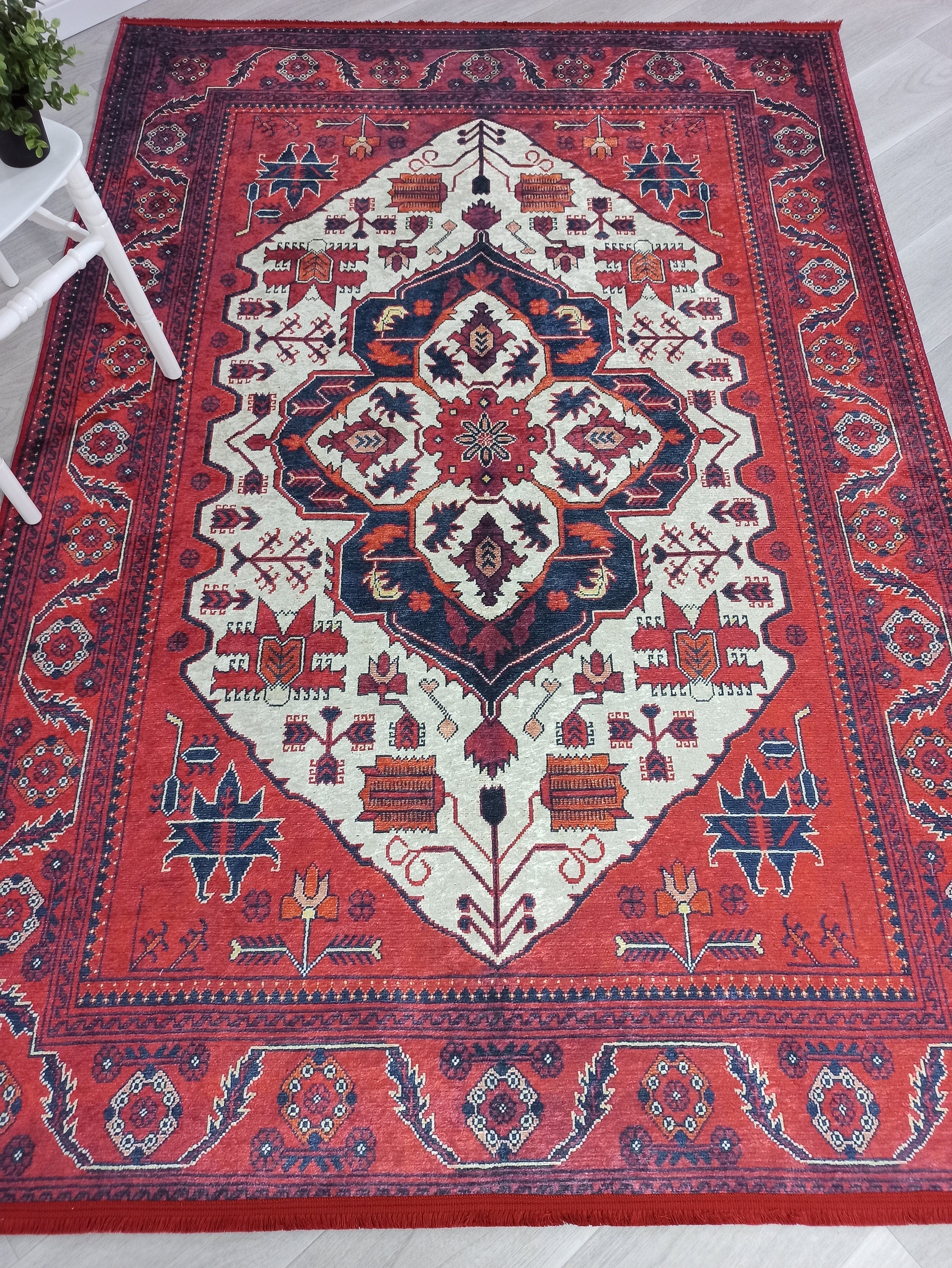 Eyma Rug Vintage Red Bokhara Rug
