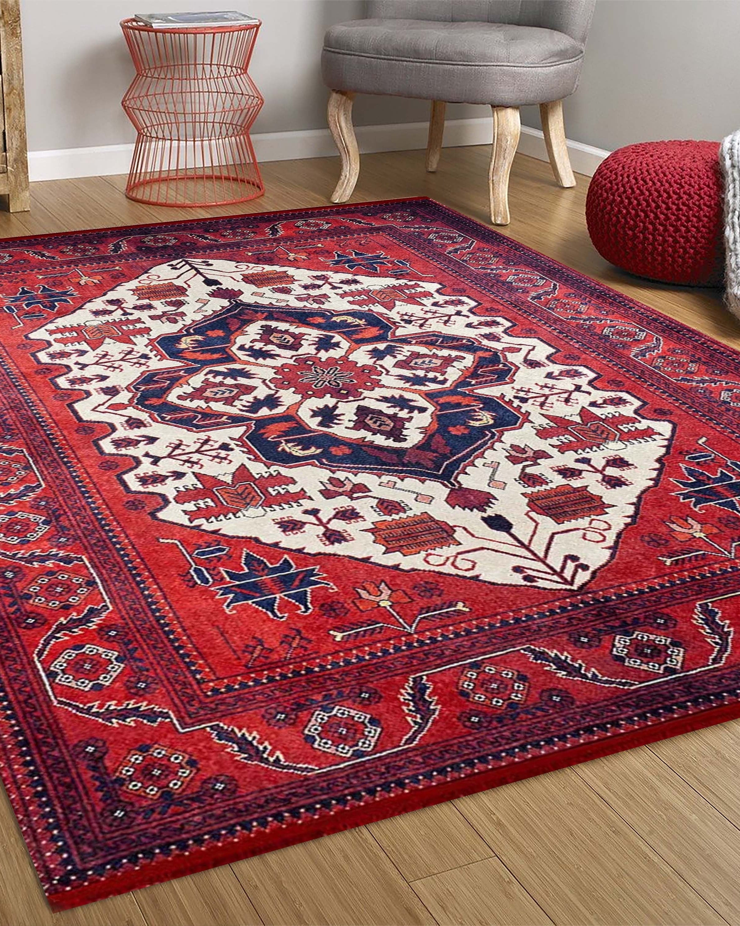 Eyma Rug Vintage Red Bokhara Rug