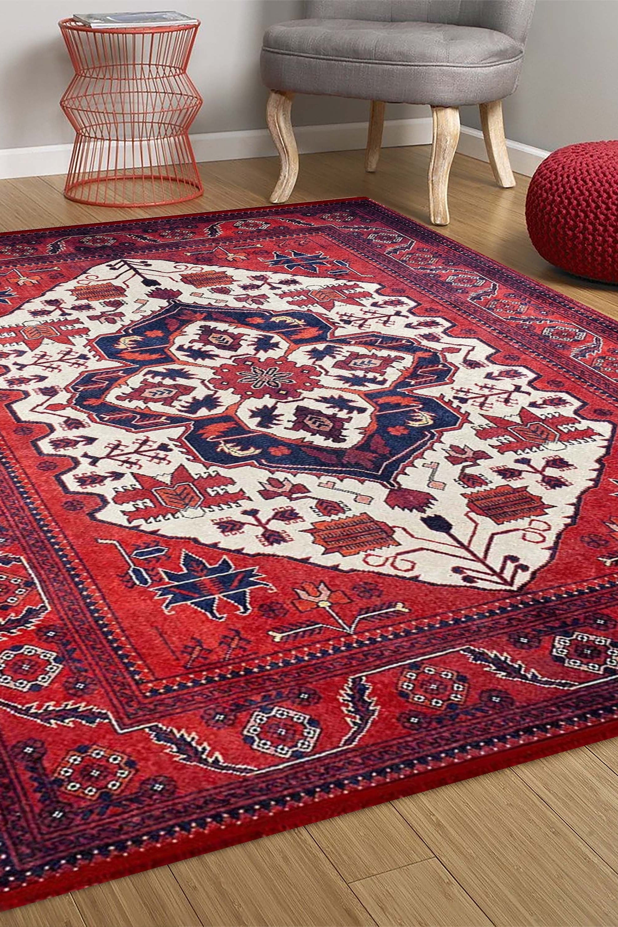 Eyma Rug Vintage Red Bokhara Rug