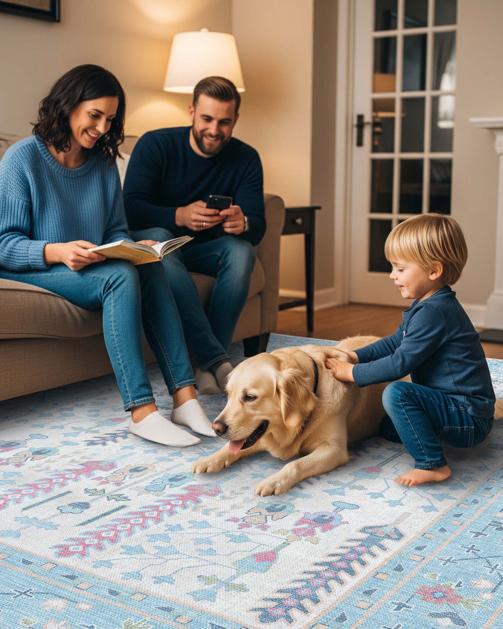 Annela Pastel Light Blue Modern Oushak Rug