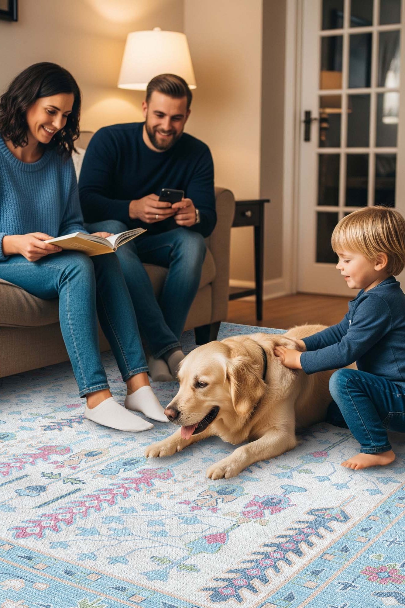 Annela Pastel Light Blue Modern Oushak Rug