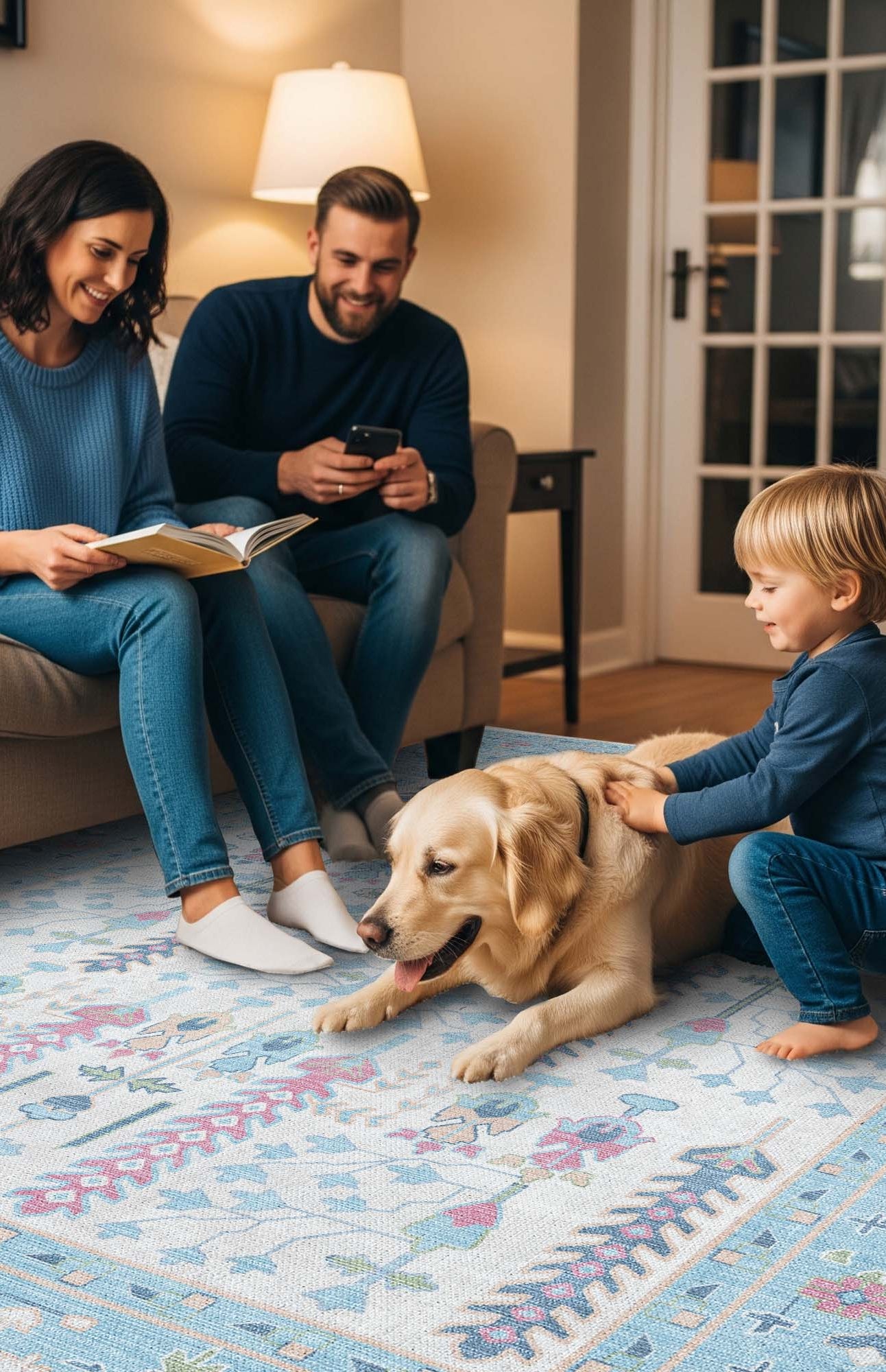 Annela Pastel Light Blue Modern Oushak Rug