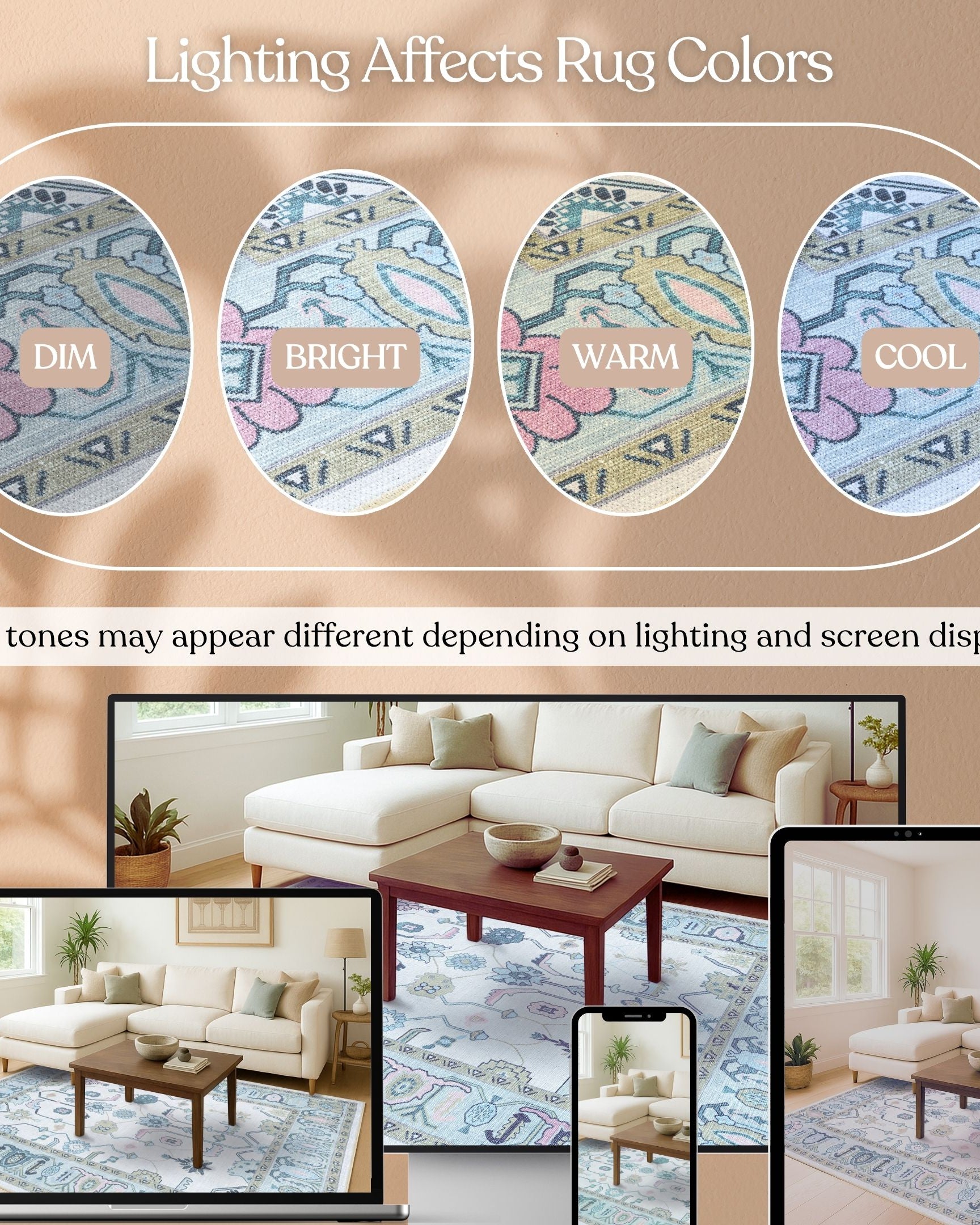 Wafiya Cream Green Modern Oushak Rug