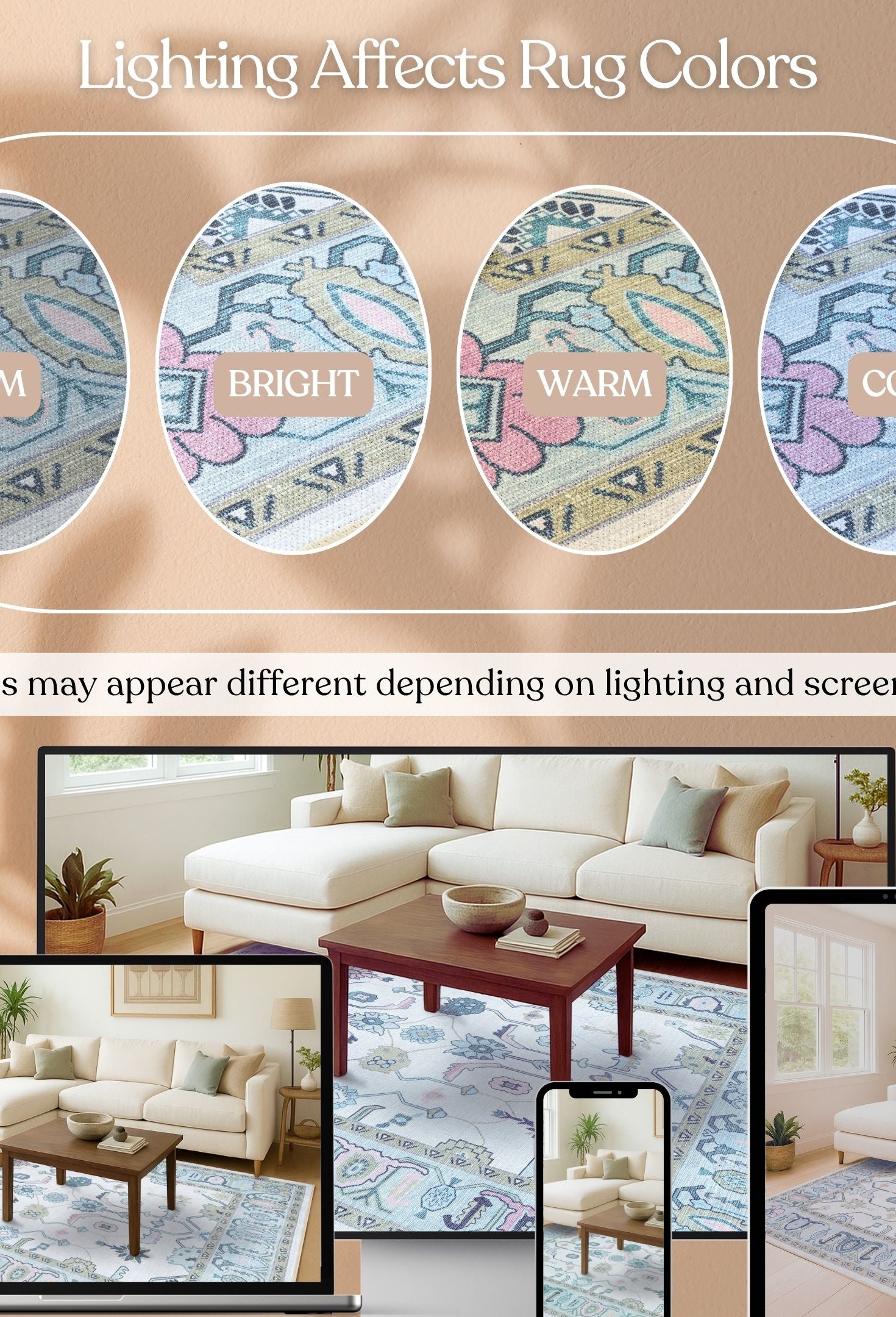 Wafiya Cream Green Modern Oushak Rug