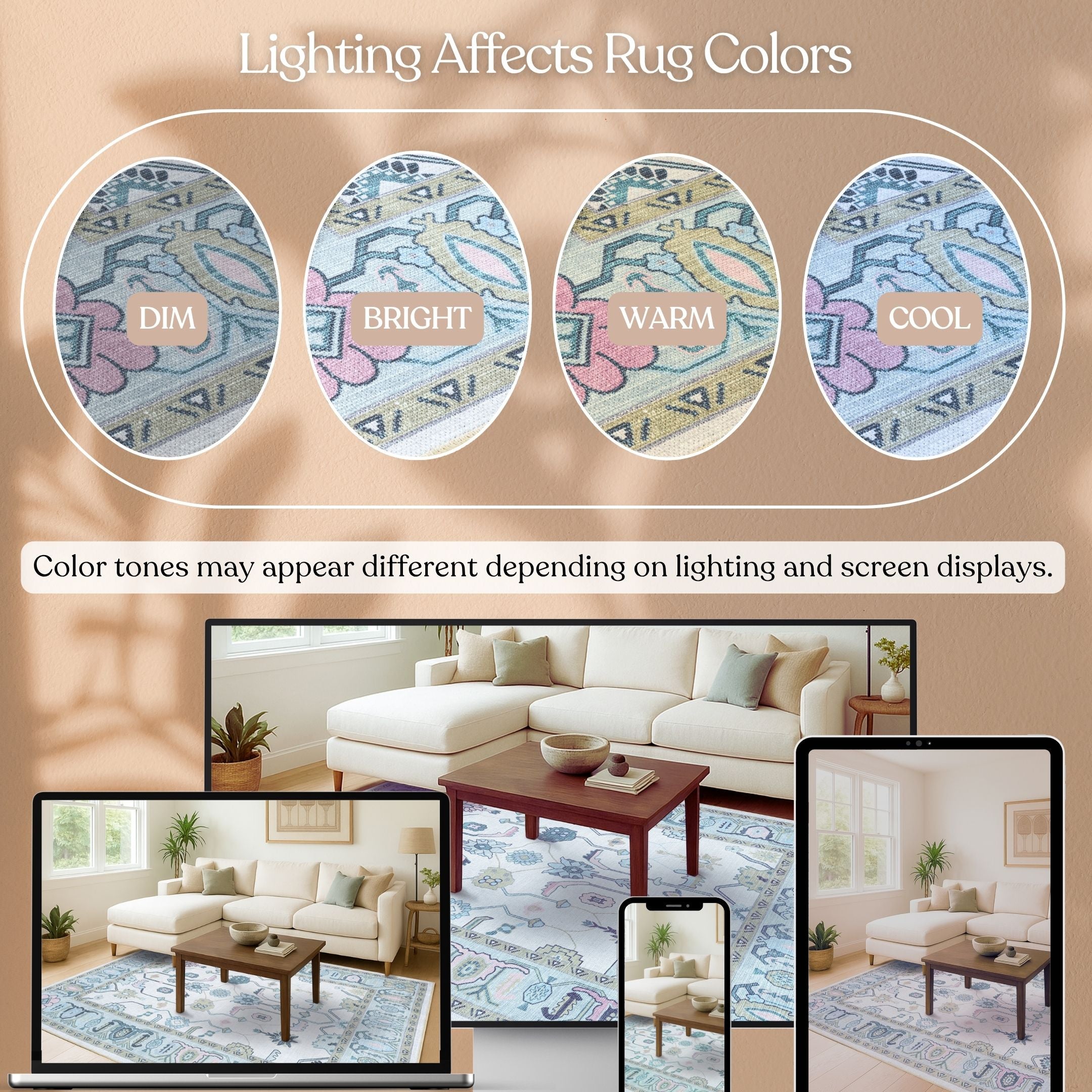 Wafiya Cream Green Modern Oushak Rug