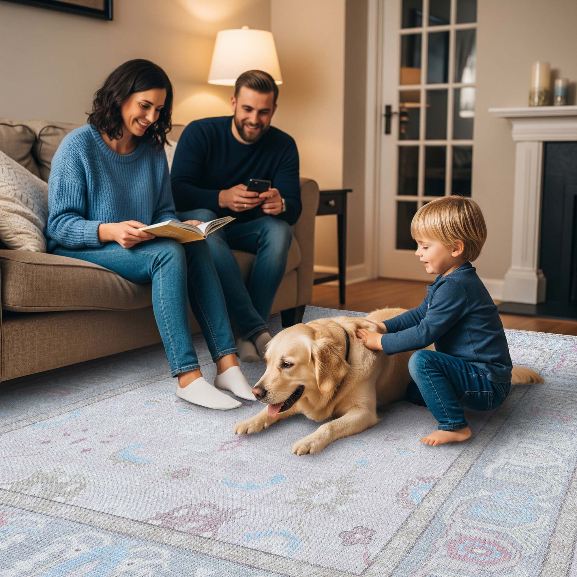 Daria Neutral Faded Pink Blush Oushak Rug