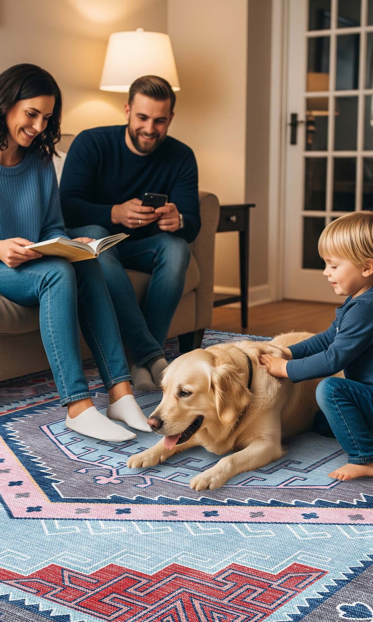 Leena Blue Colorful Aesthetic Oushak Rug