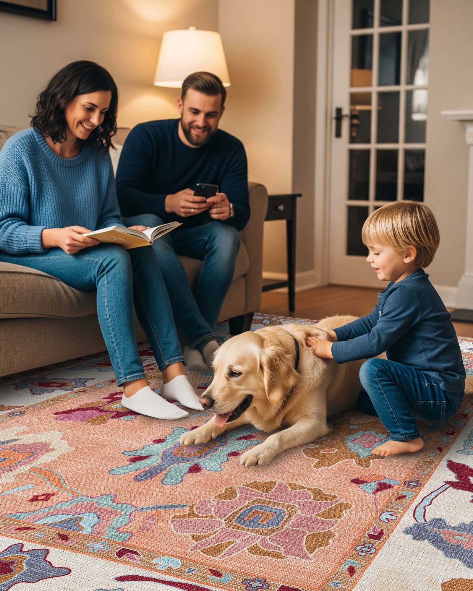 Soren Pastel Orange Floral Modern Oushak Rug