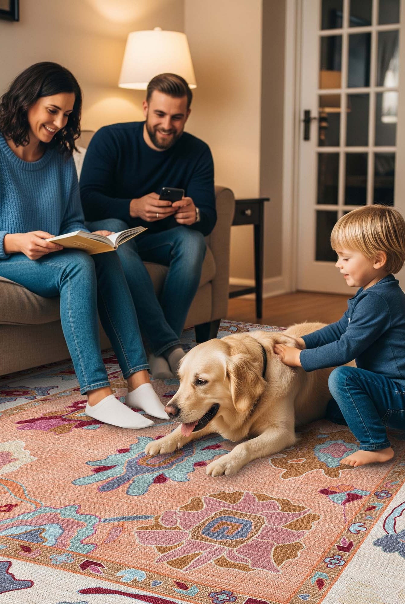 Soren Pastel Orange Floral Modern Oushak Rug