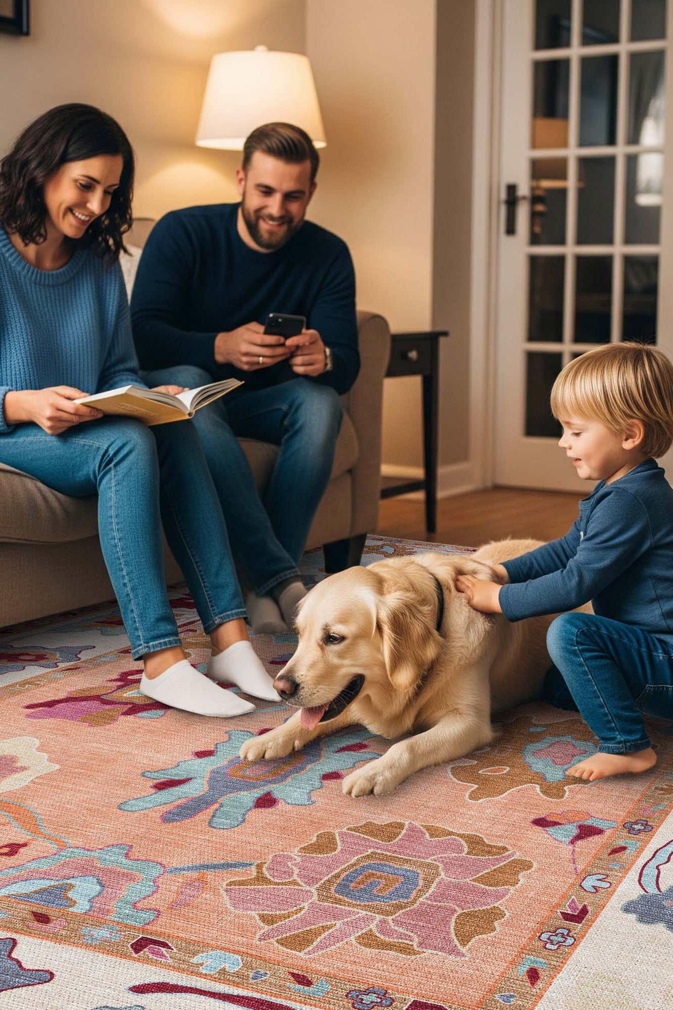 Soren Pastel Orange Floral Modern Oushak Rug
