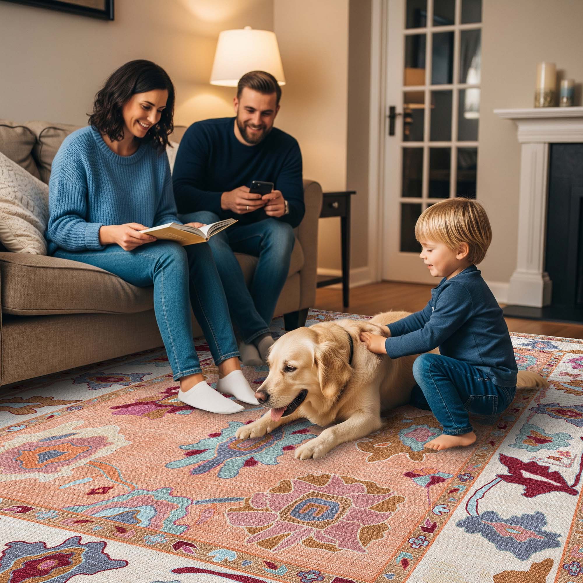 Soren Pastel Orange Floral Modern Oushak Rug
