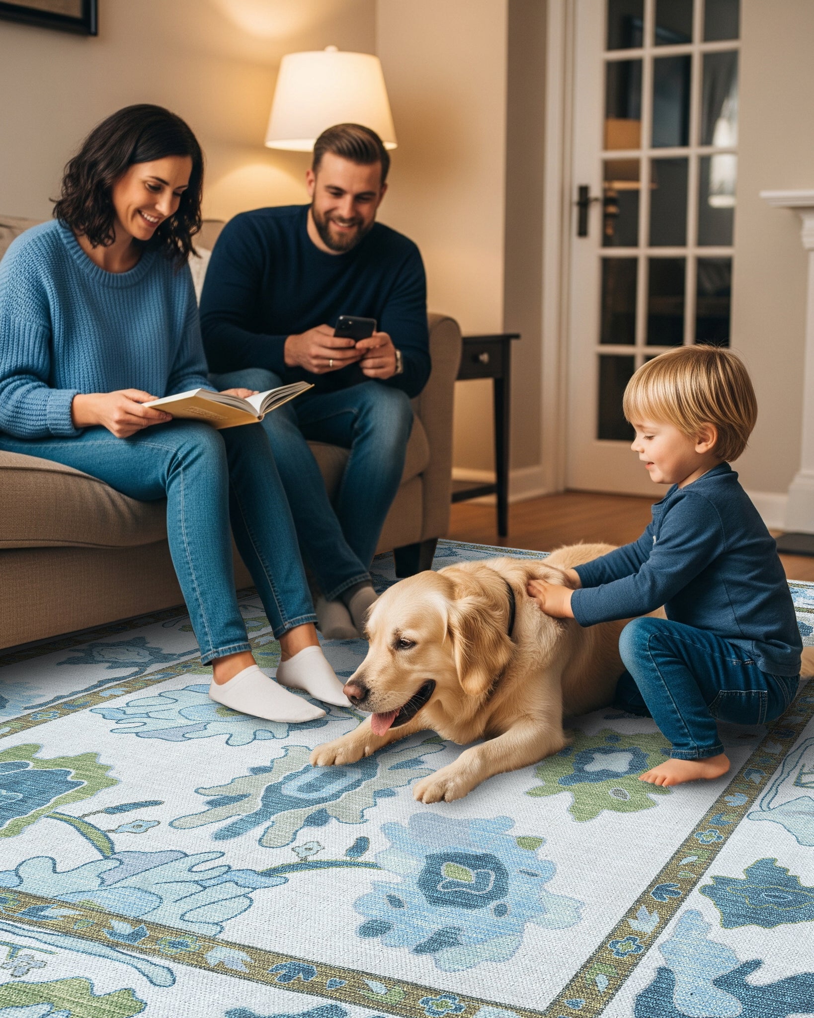 Alienore Green Blue Modern Oushak Rug