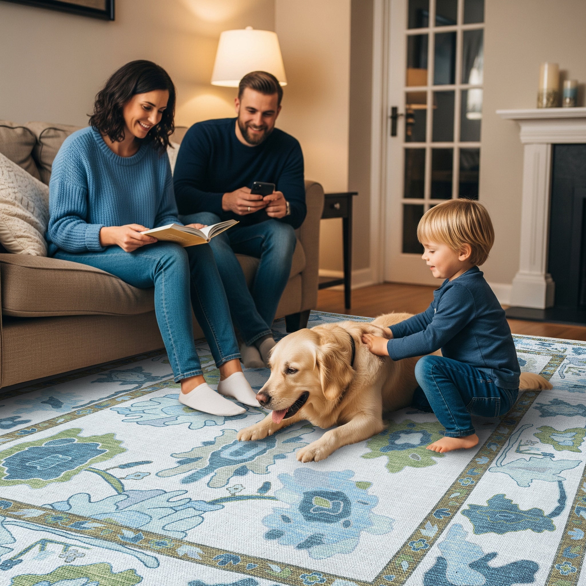 Alienore Green Blue Modern Oushak Rug