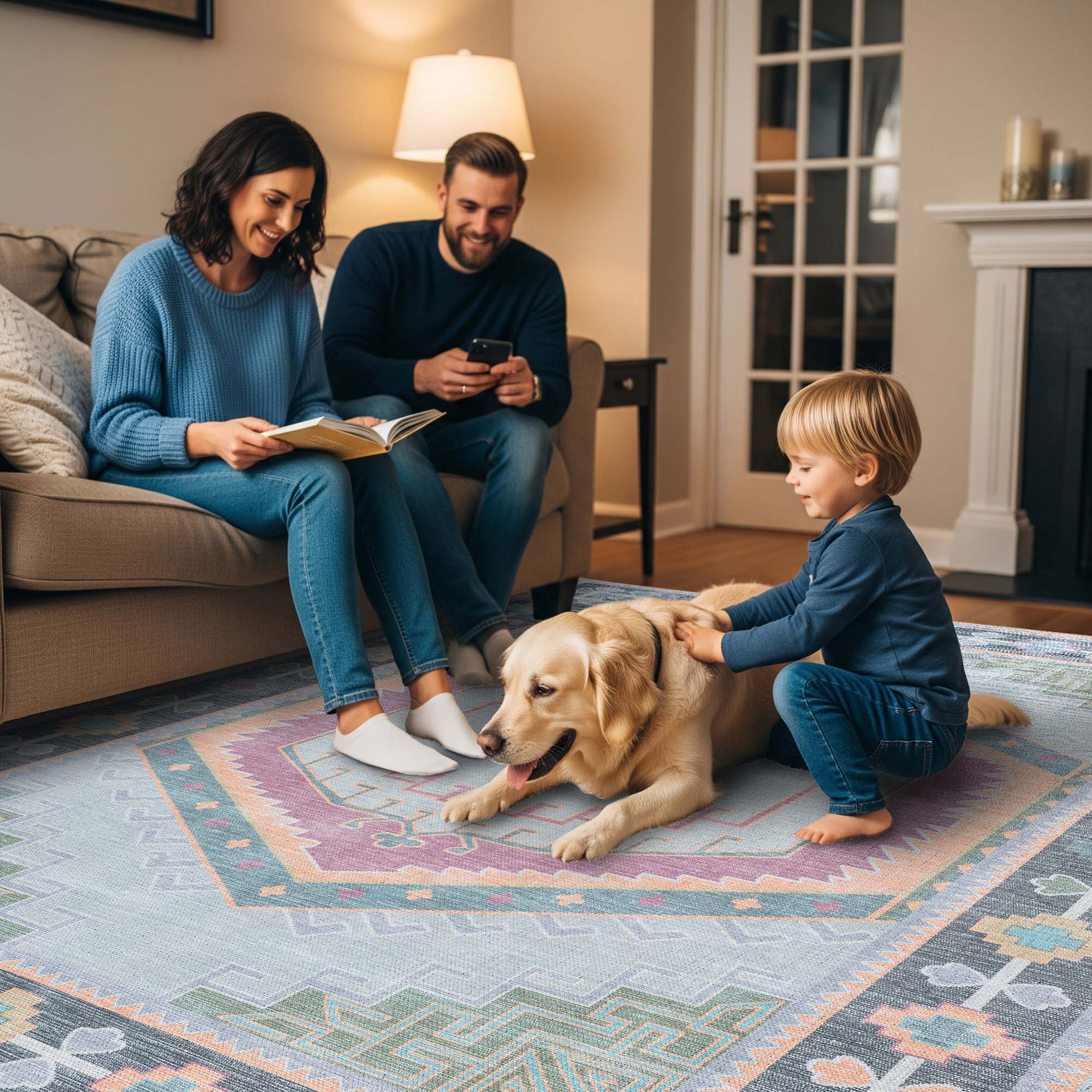 Kyra Green Pink Aesthetic Oushak Rug