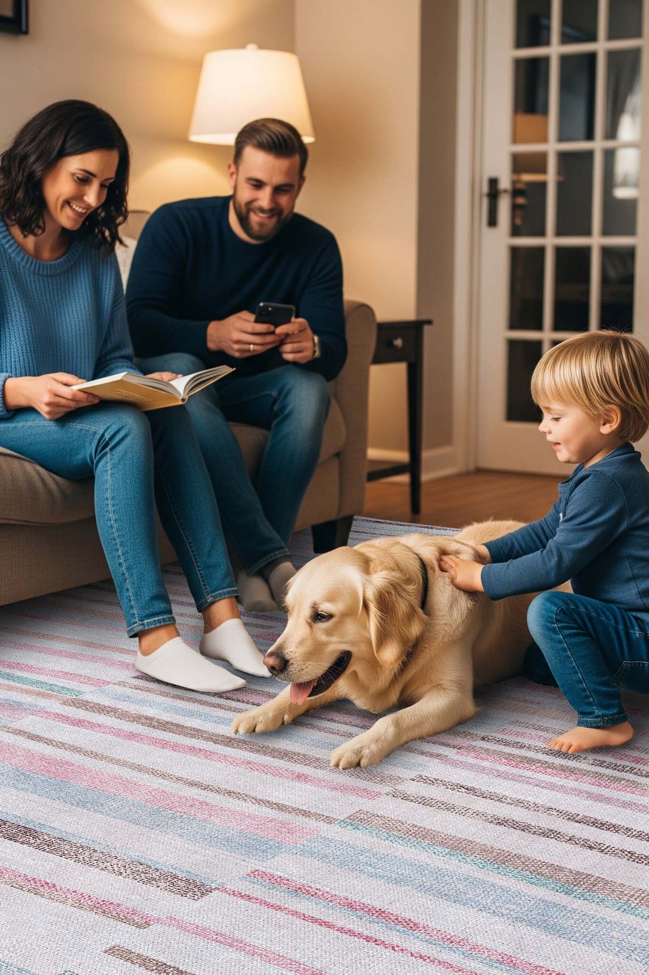 Kalia Faded Modern Turkish Striped Colorful Rug