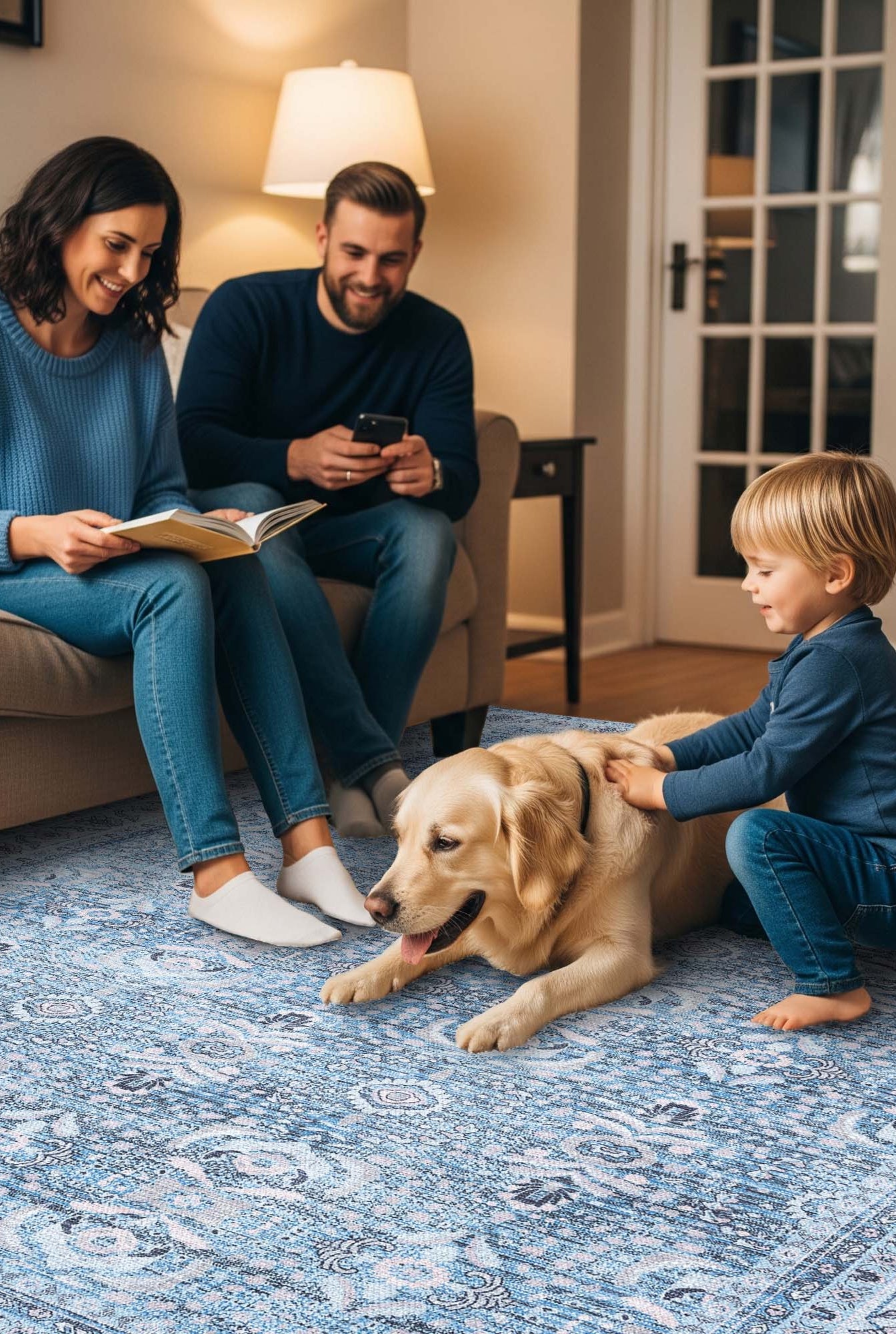 Jayla Modern Turkish Floral Cream Blue Rug