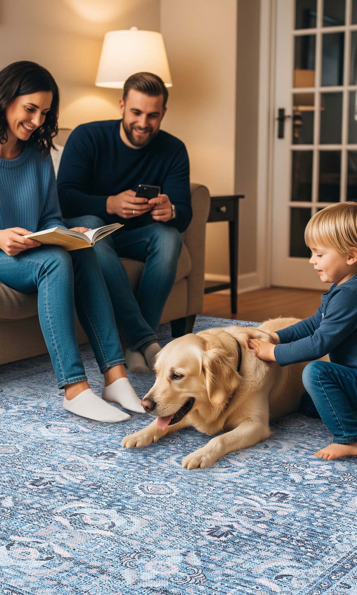 Jayla Modern Turkish Floral Cream Blue Rug