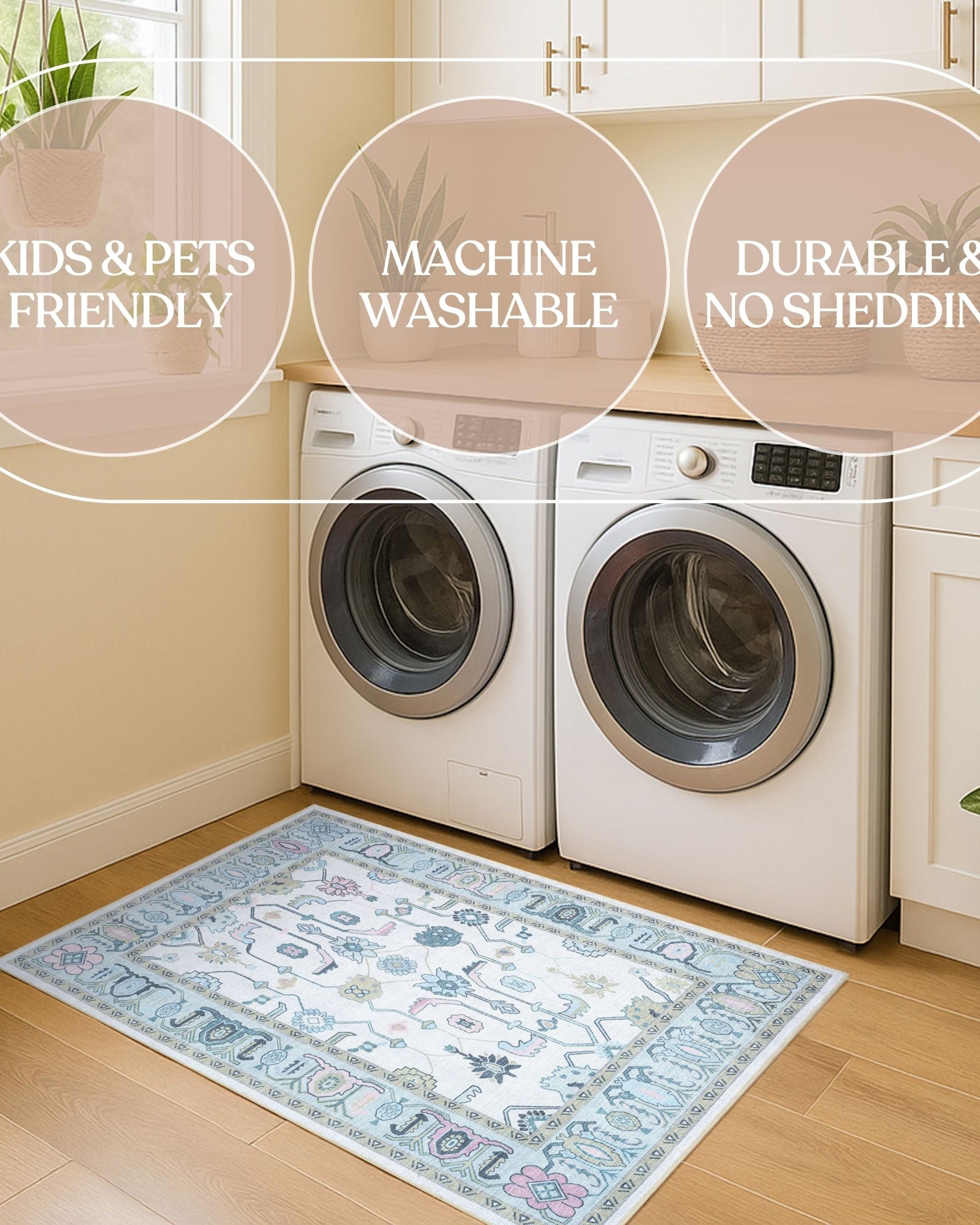 Wafiya Cream Green Modern Oushak Rug