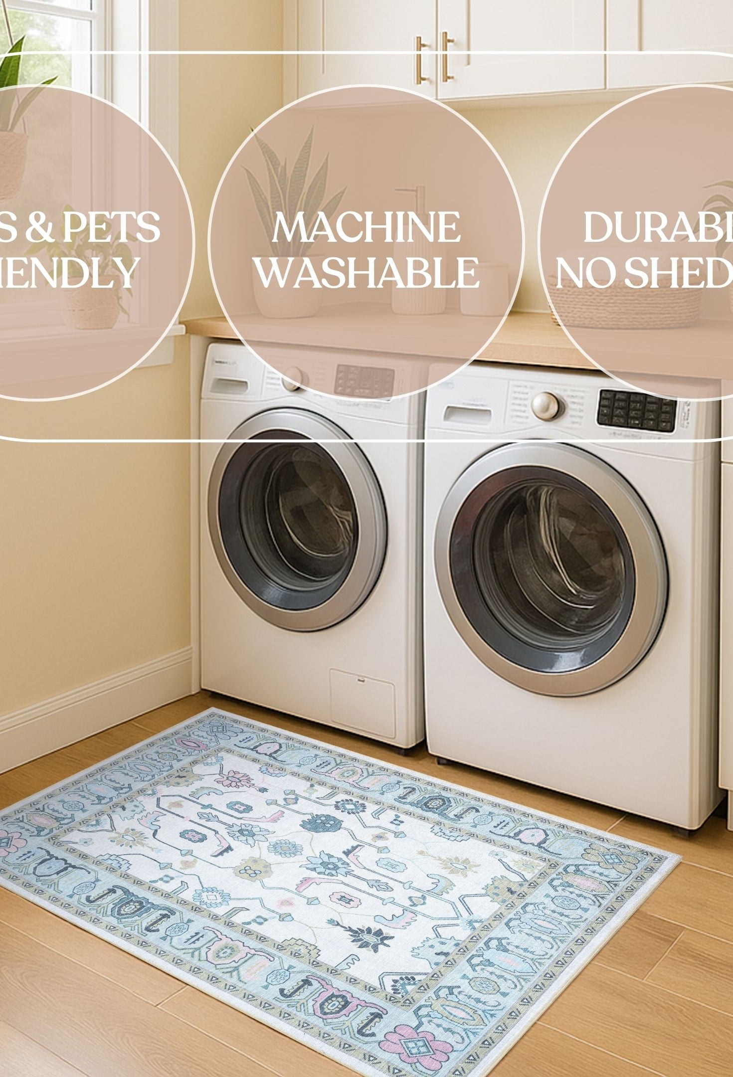 Wafiya Cream Green Modern Oushak Rug