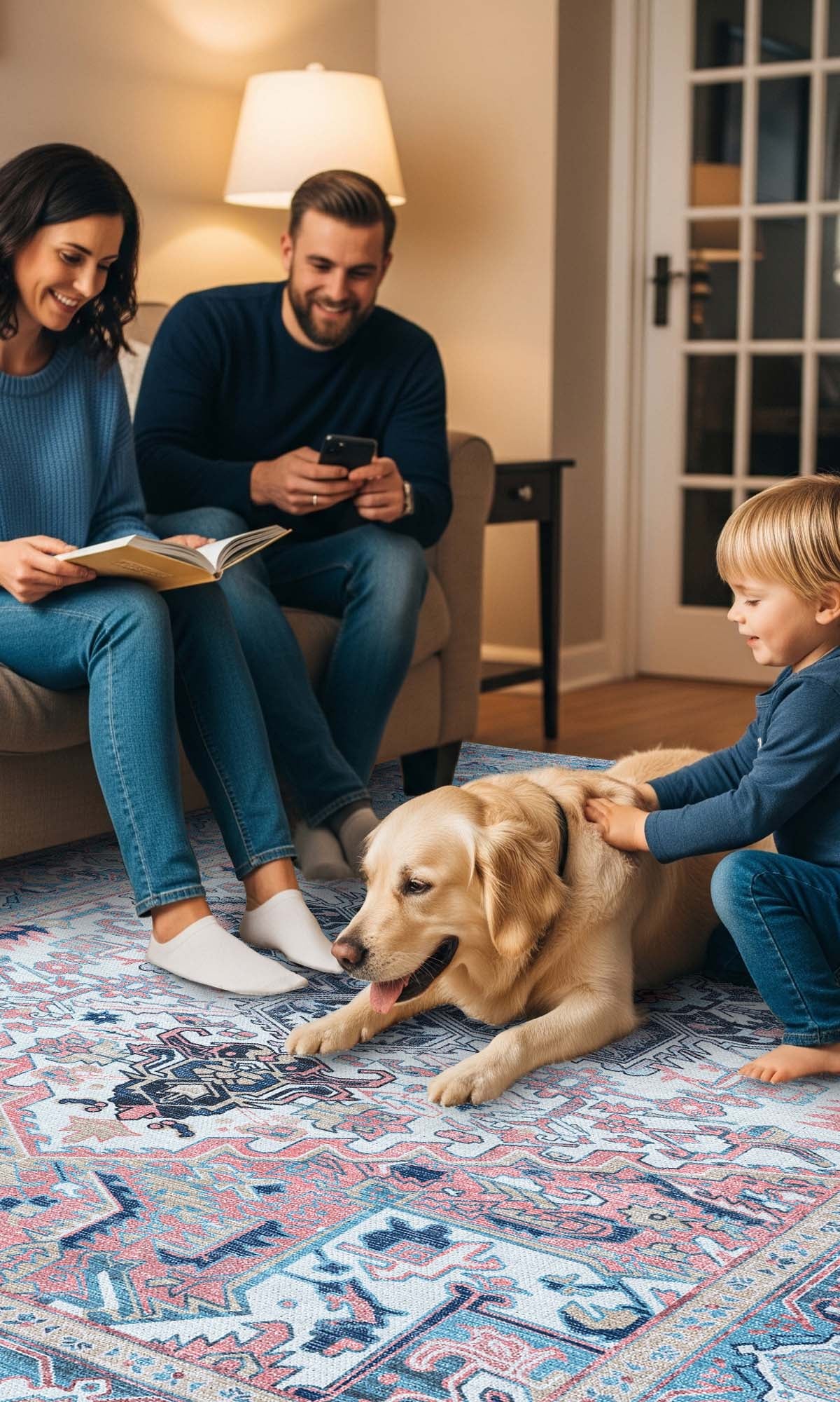 Marielle Navy Pink Heriz Modern Persian Rug