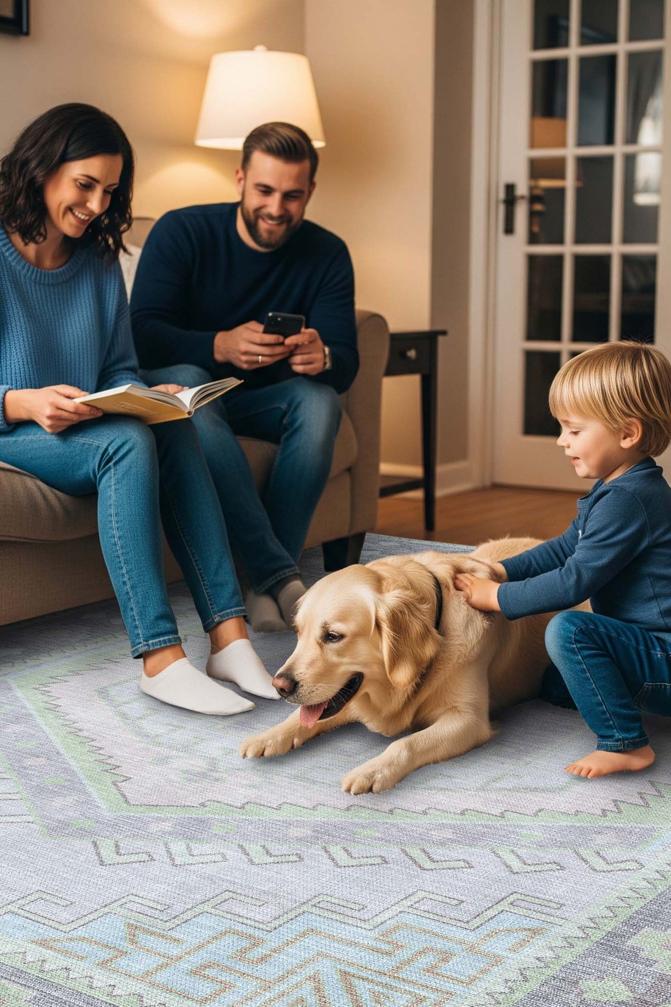 Eloise Faded Pastel Green Modern Oushak Rug