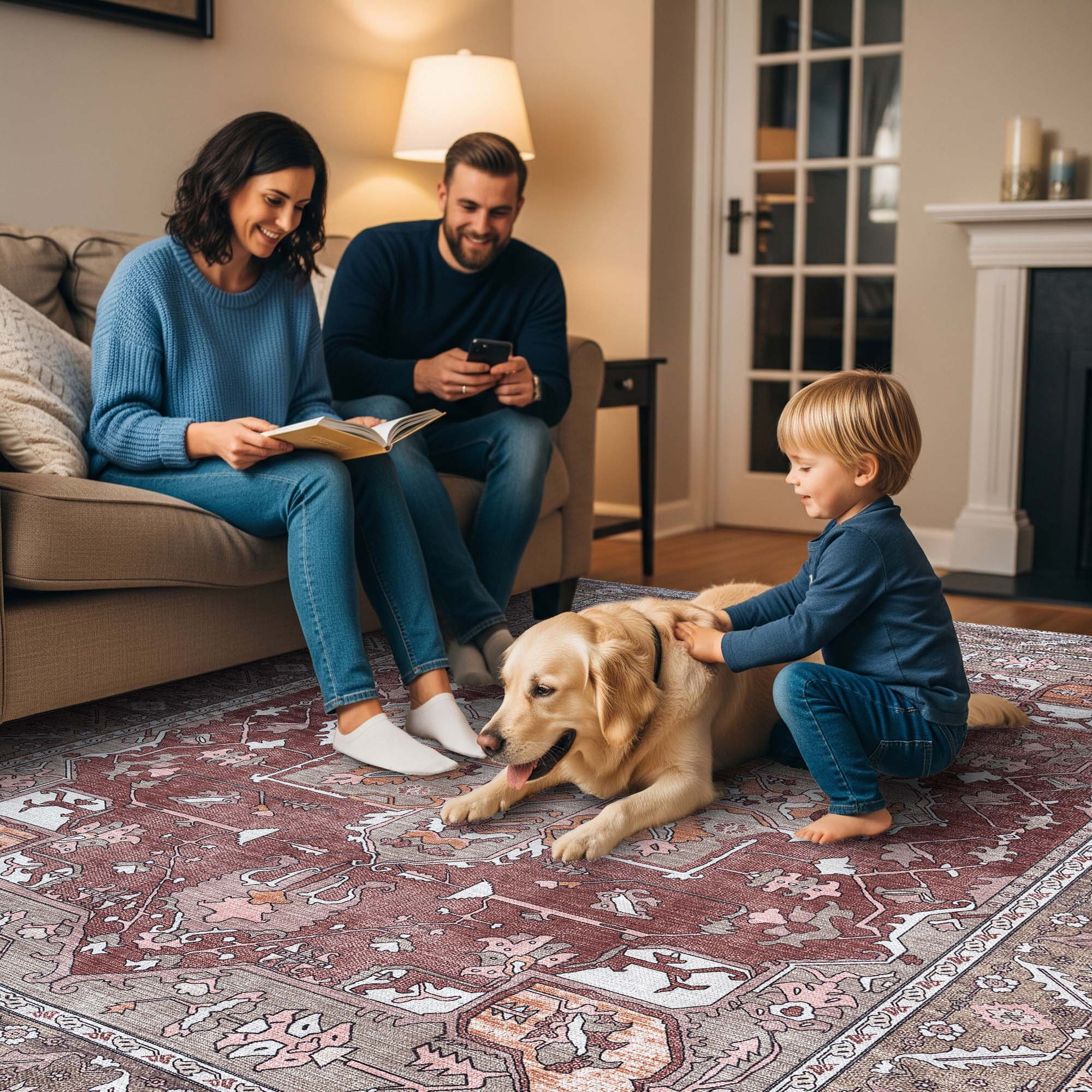 Silas Brown Terracotta Floral Modern Persian Rug