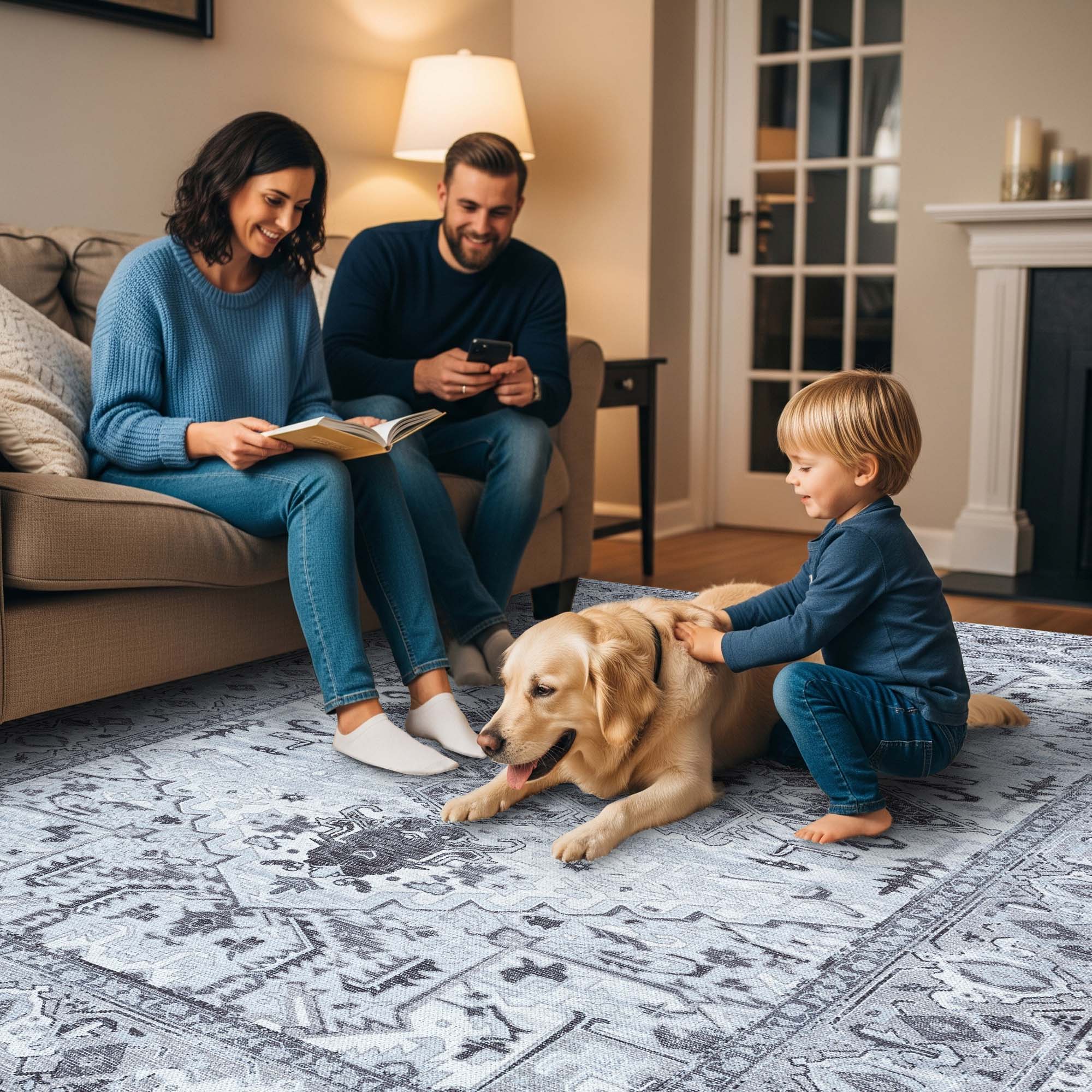 Pastel Heriz Light Gray Area Rug