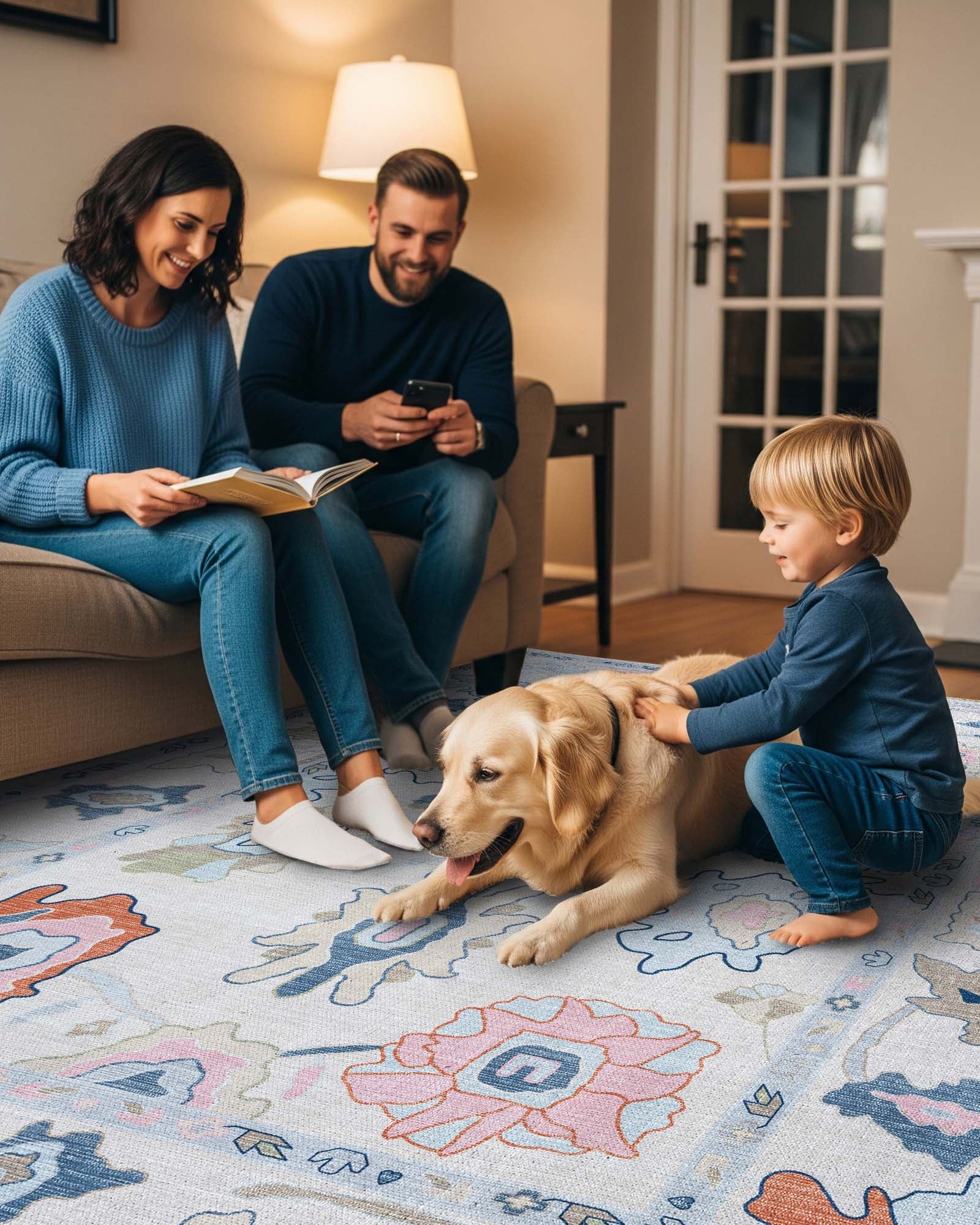 Mary Rose White Pastel Colorful Floral Oushak Rug