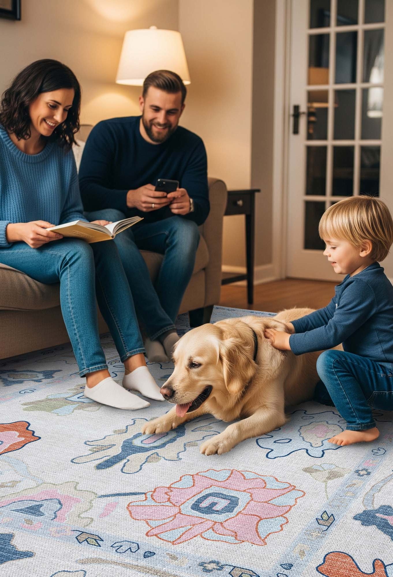 Mary Rose White Pastel Colorful Floral Oushak Rug