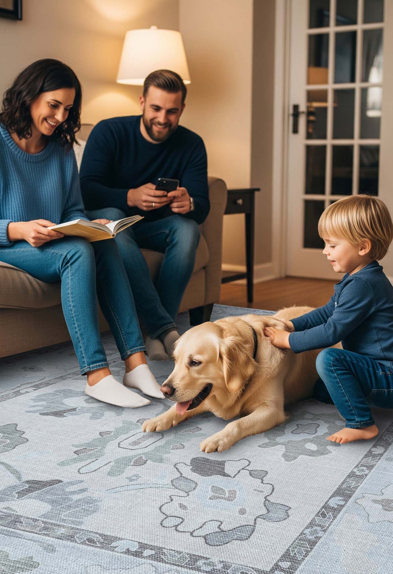 Vira Pastel Cream Beige Floral Modern Oushak Rug