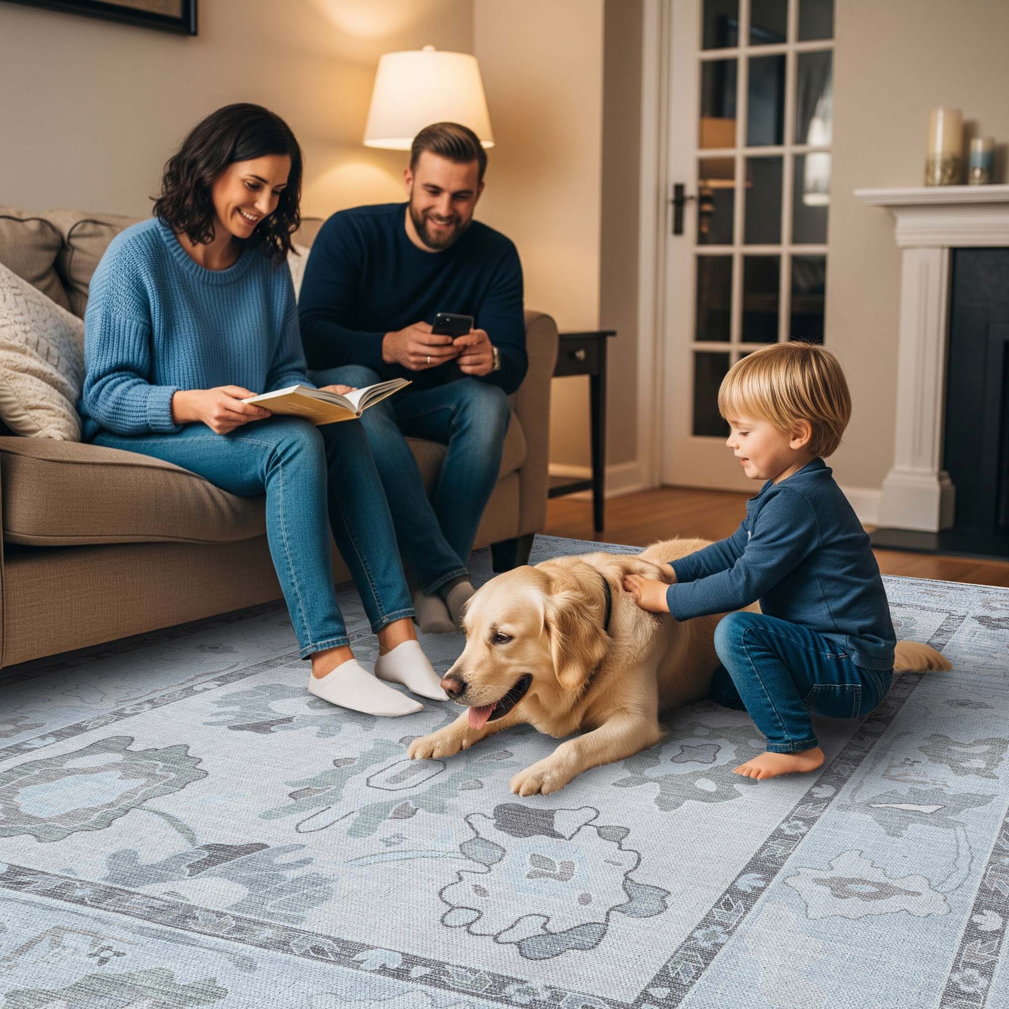 Vira Pastel Cream Beige Floral Modern Oushak Rug