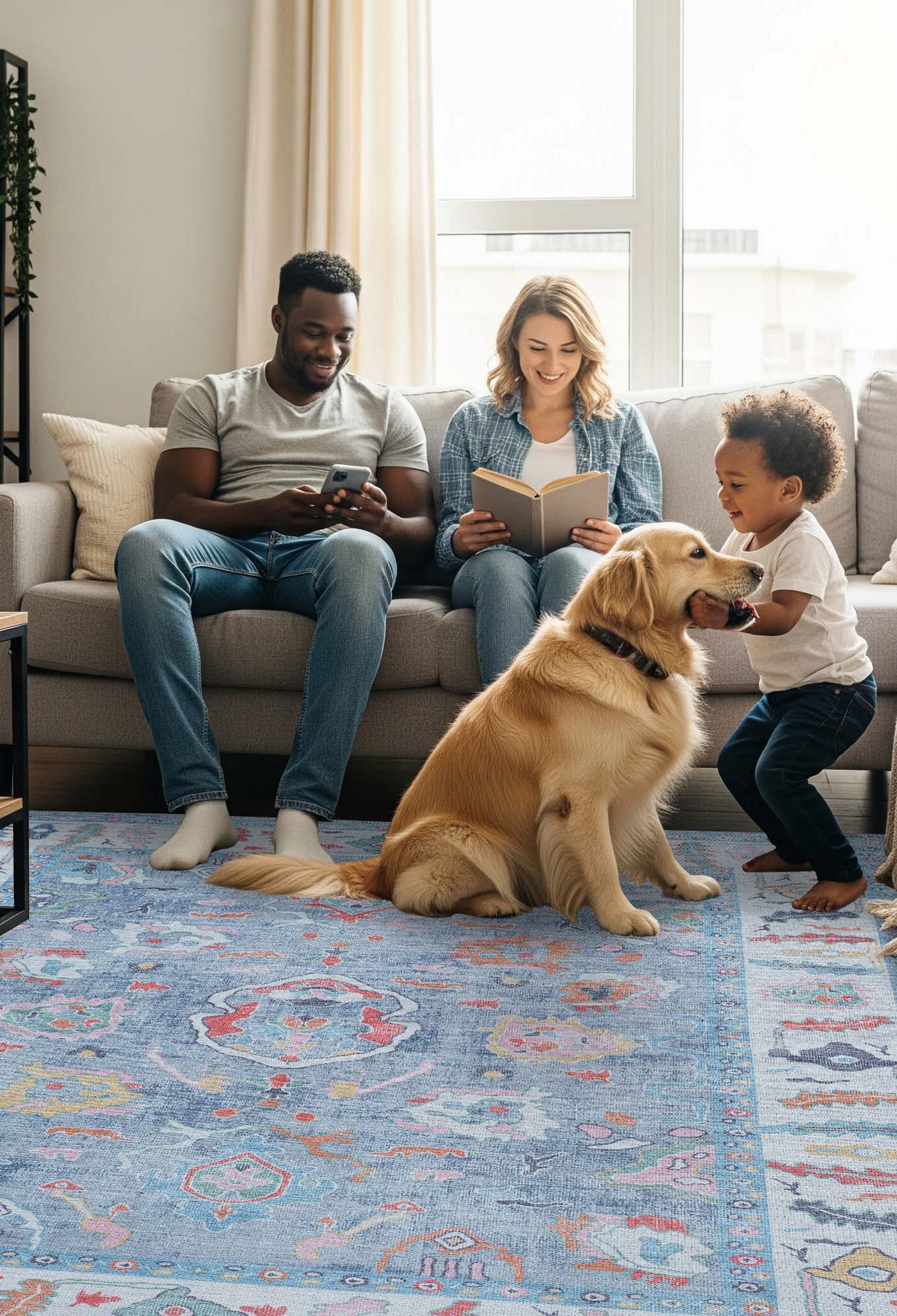 Asiya Muted Blues Modern Oushak Rug