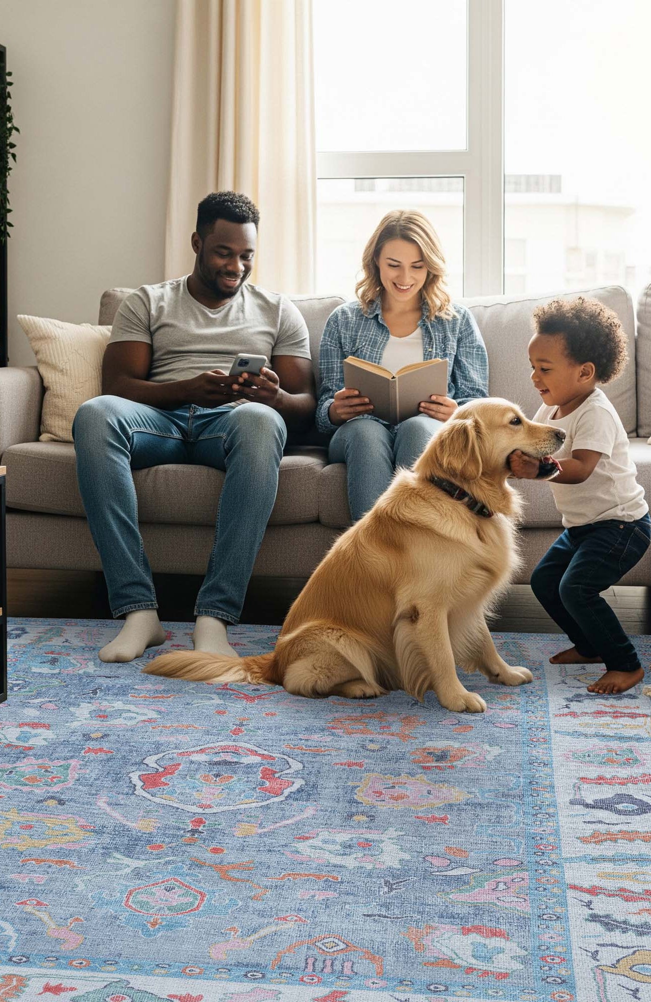 Asiya Muted Blues Modern Oushak Rug