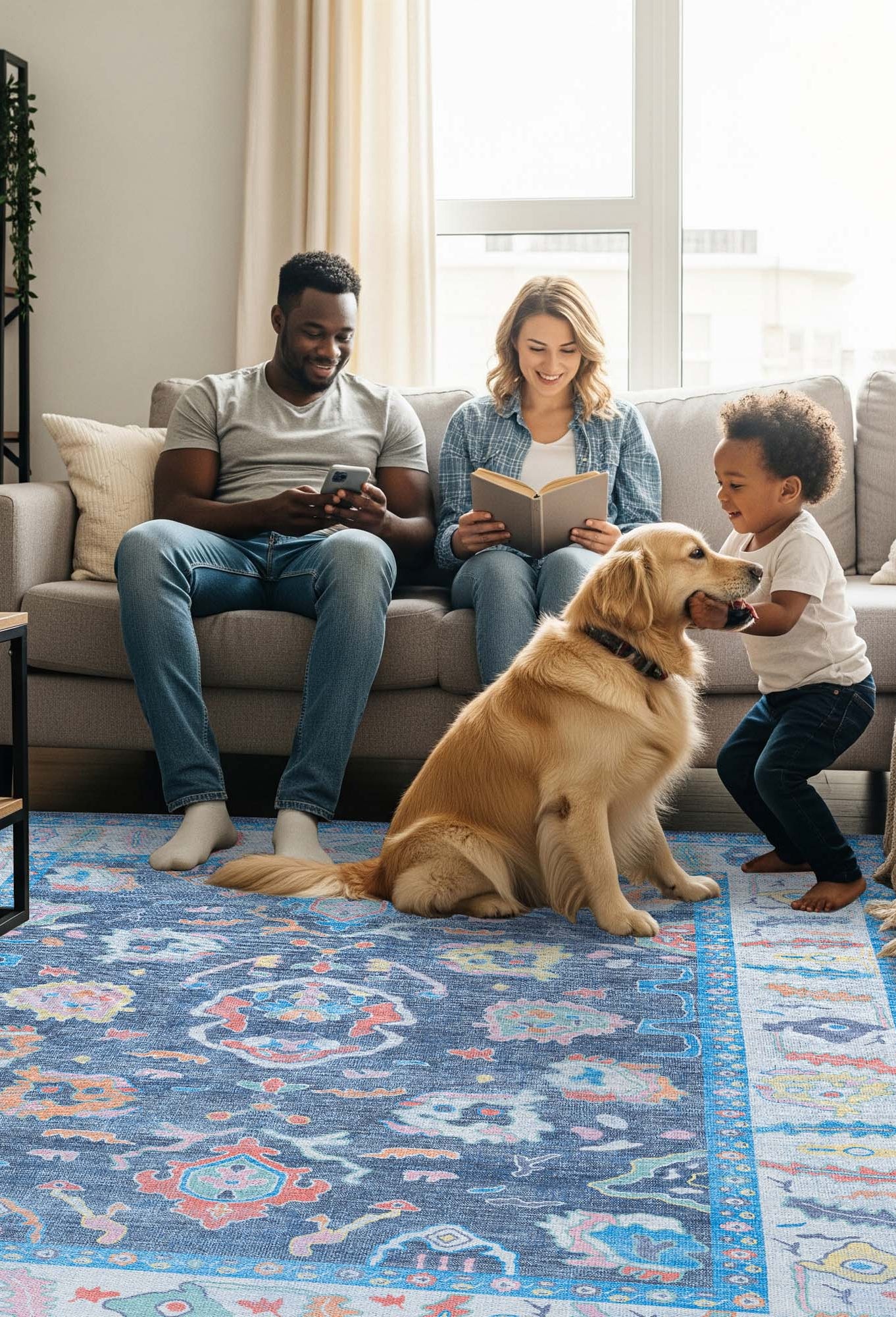 Adeline Pastel Blue Modern Oushak Rug