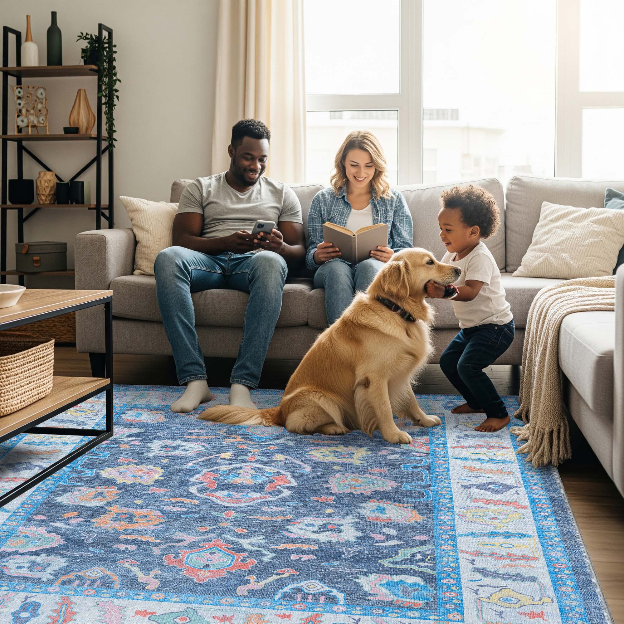 Adeline Pastel Blue Modern Oushak Rug