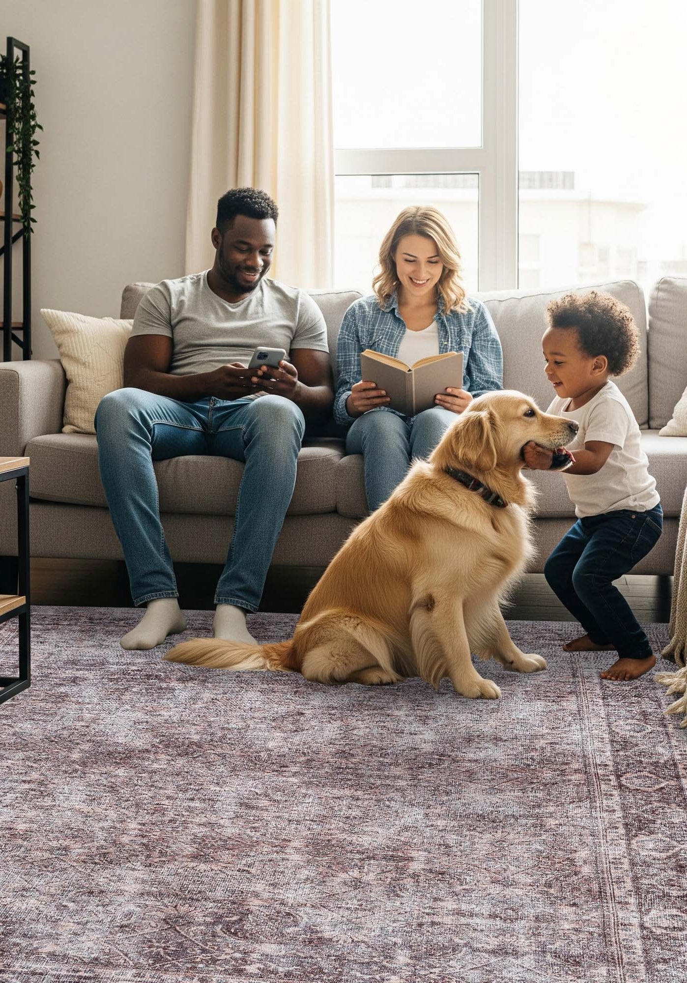 Cecile Distressed Persian Beige, Blush & Muted Sage Rug