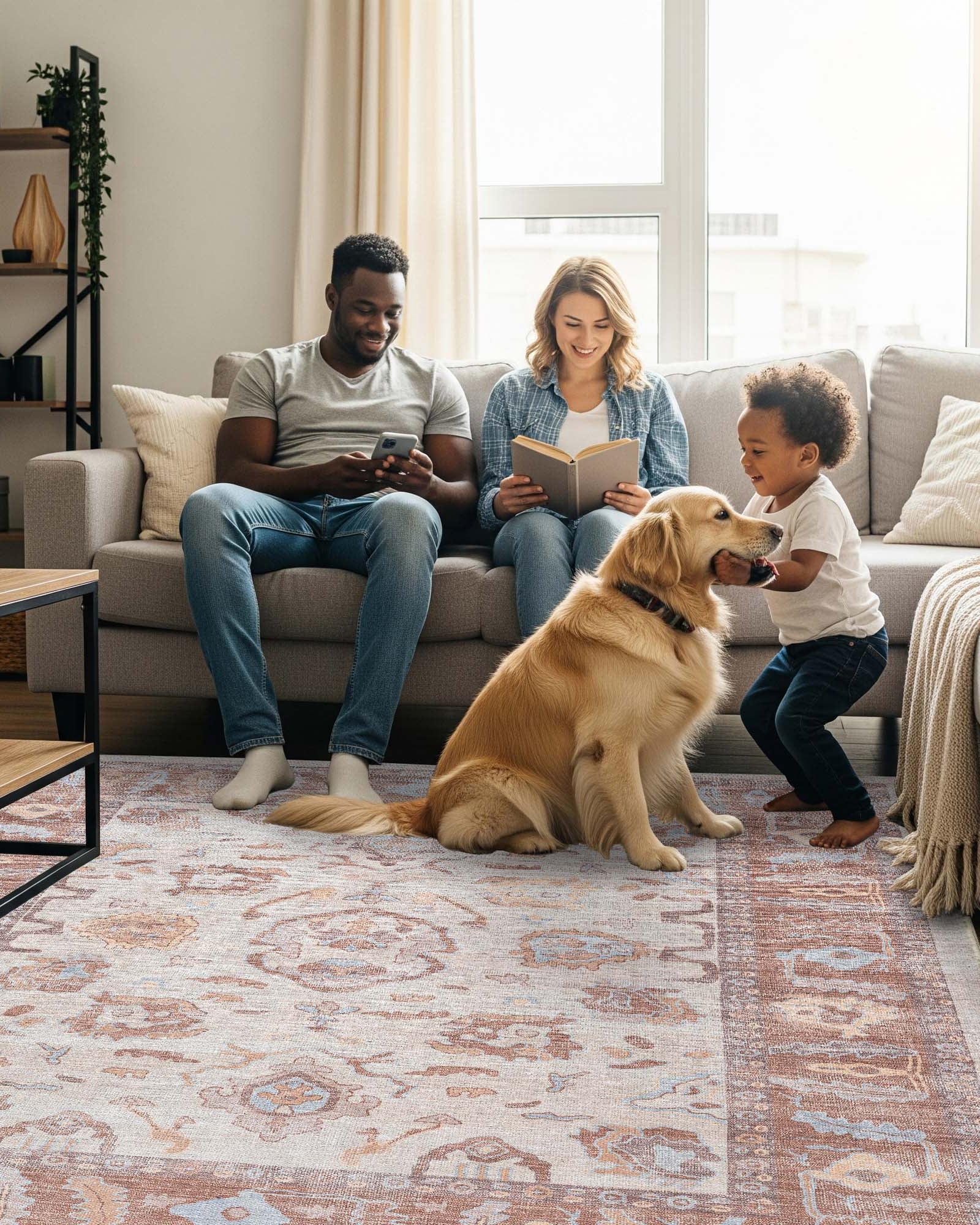 Anais Boho Brown Ivory Modern Oushak Rug