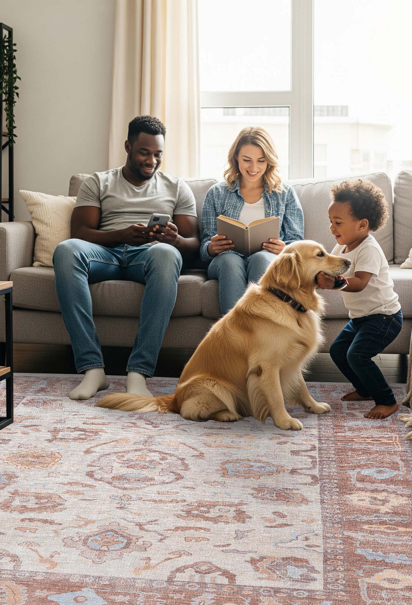 Anais Boho Brown Ivory Modern Oushak Rug