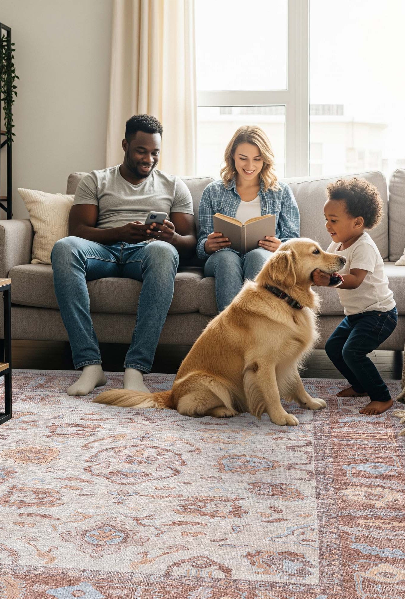 Anais Boho Brown Ivory Modern Oushak Rug