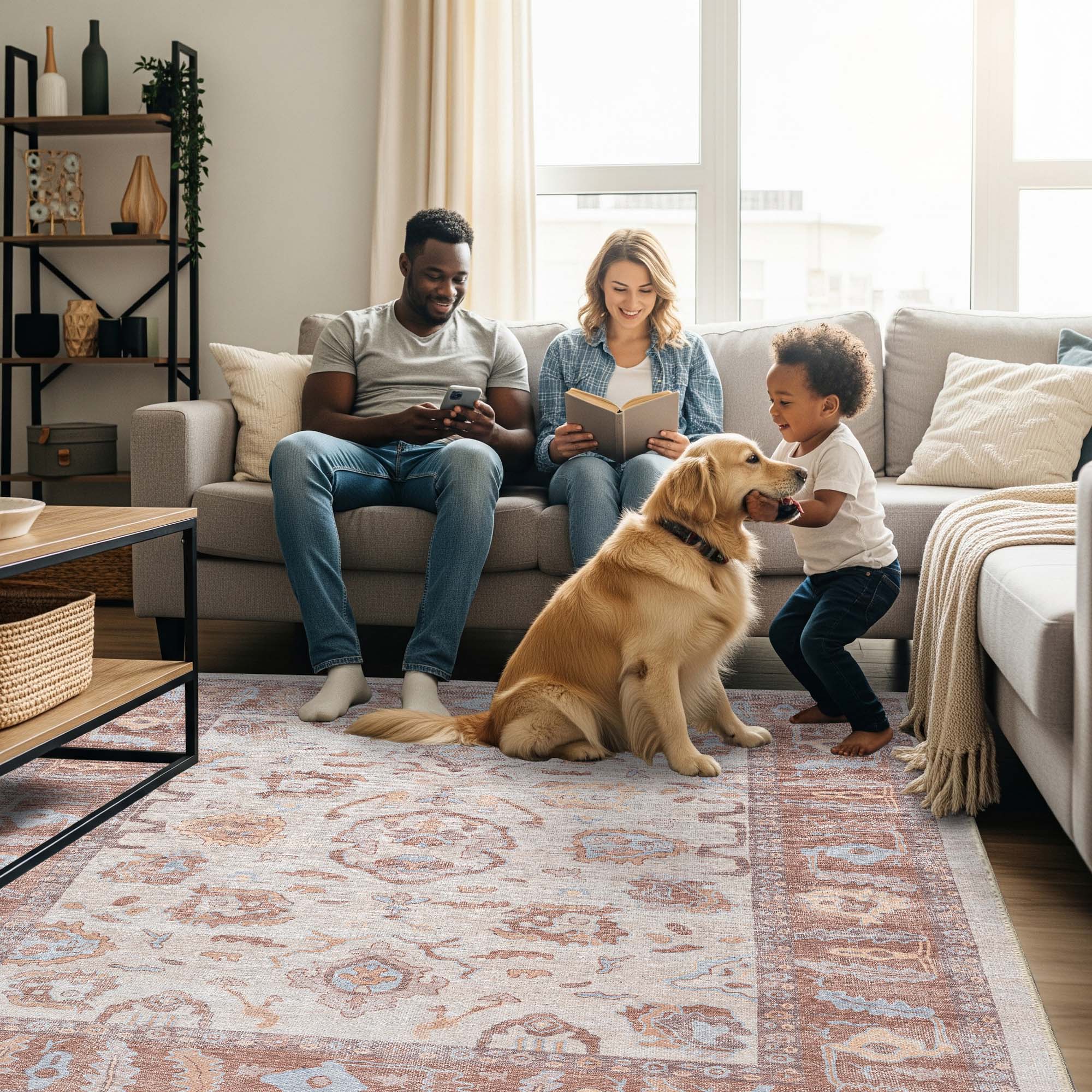 Anais Boho Brown Ivory Modern Oushak Rug