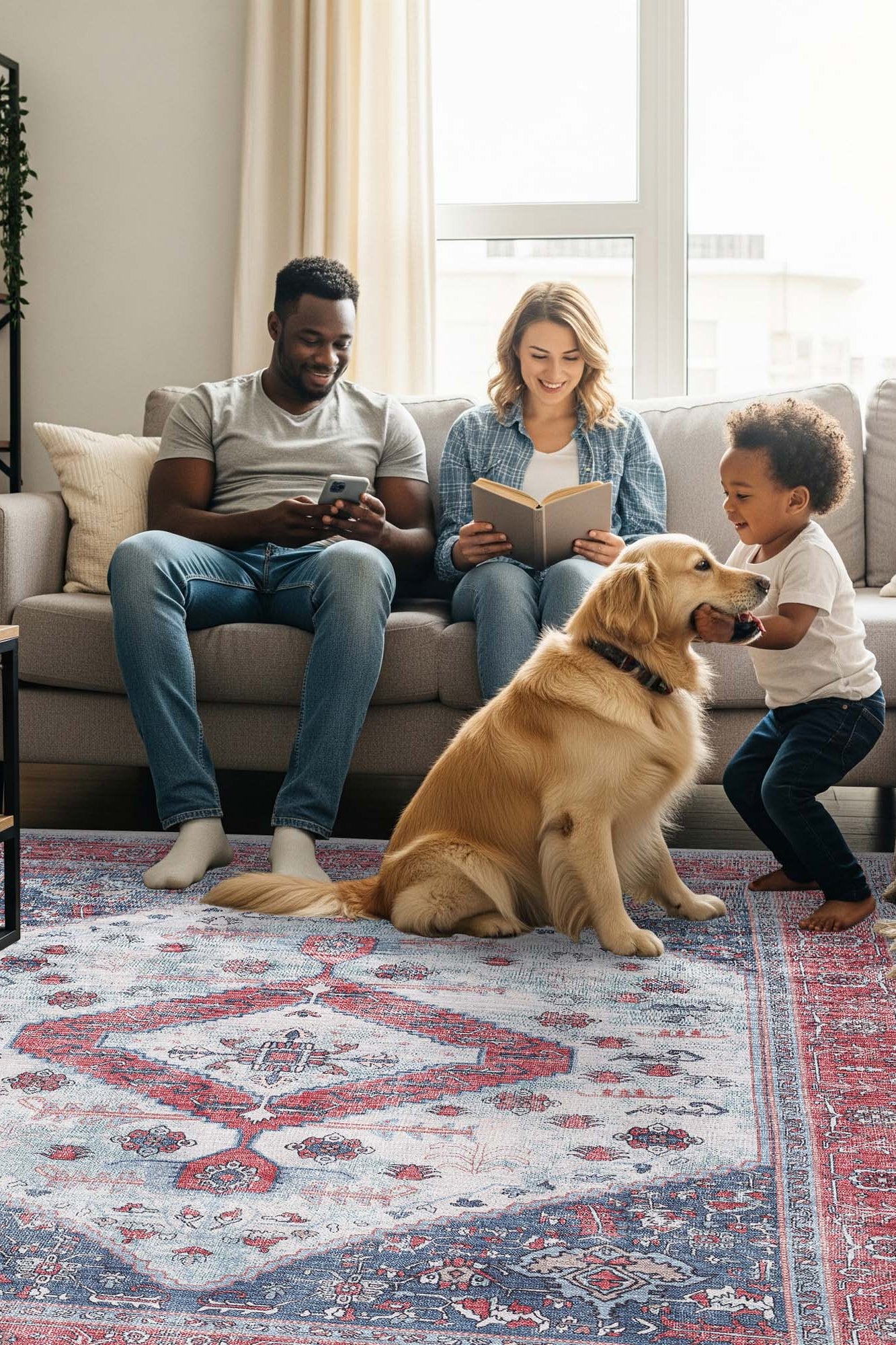 Sandrine Blue Orange Serapi Antique Persian Rug