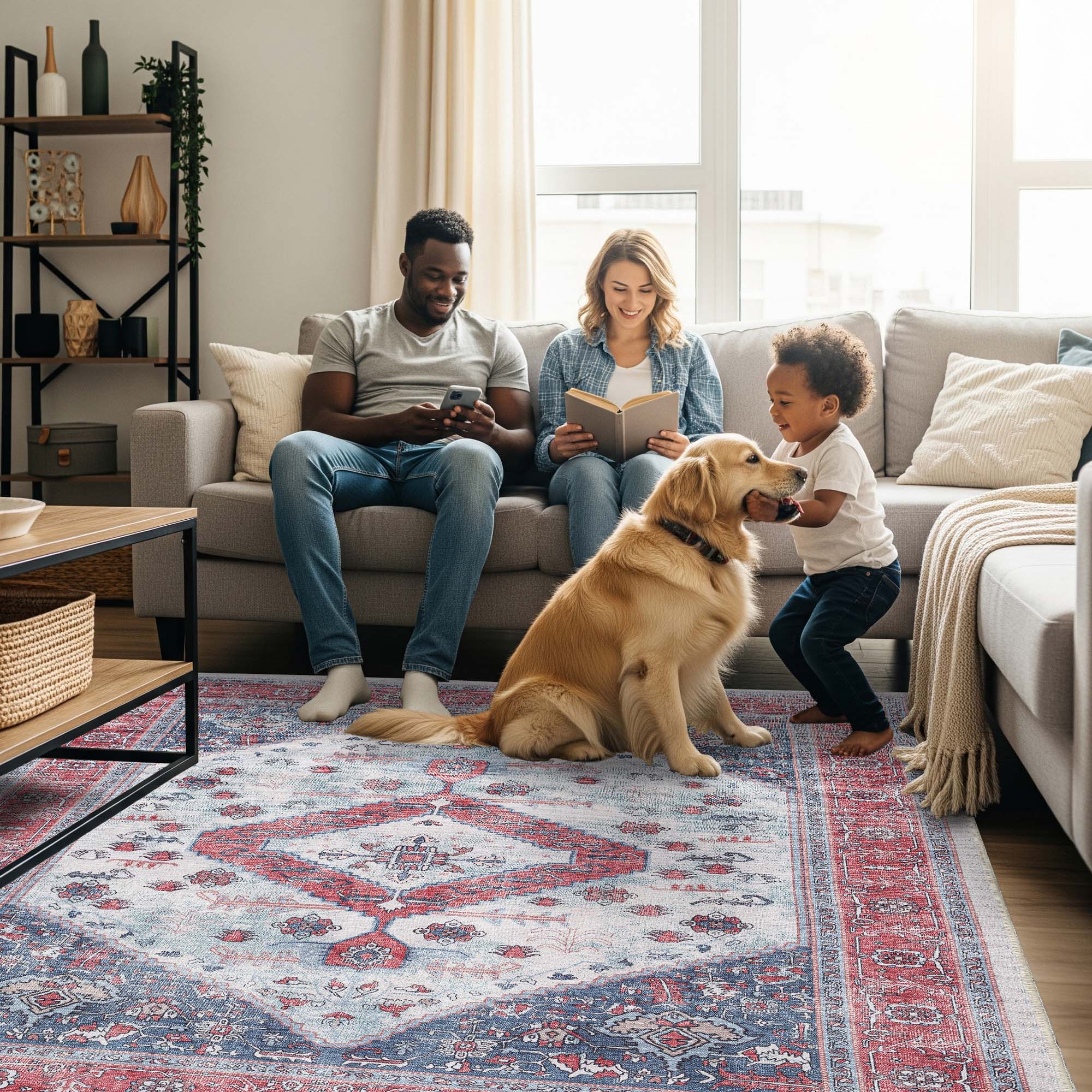 Sandrine Blue Orange Serapi Antique Persian Rug