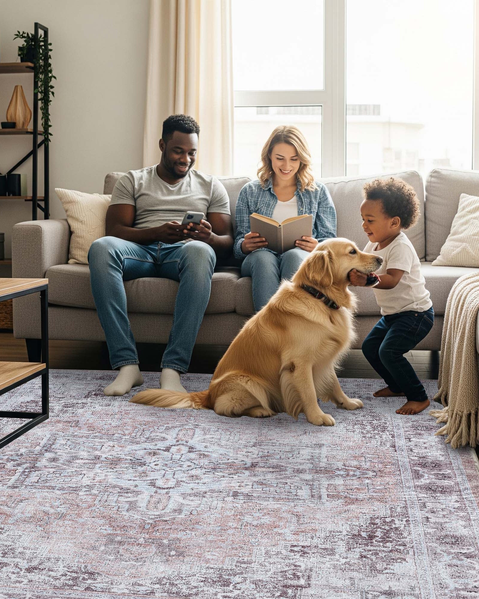 Doria Distressed Persian Heriz Muted Brown Beige Rug
