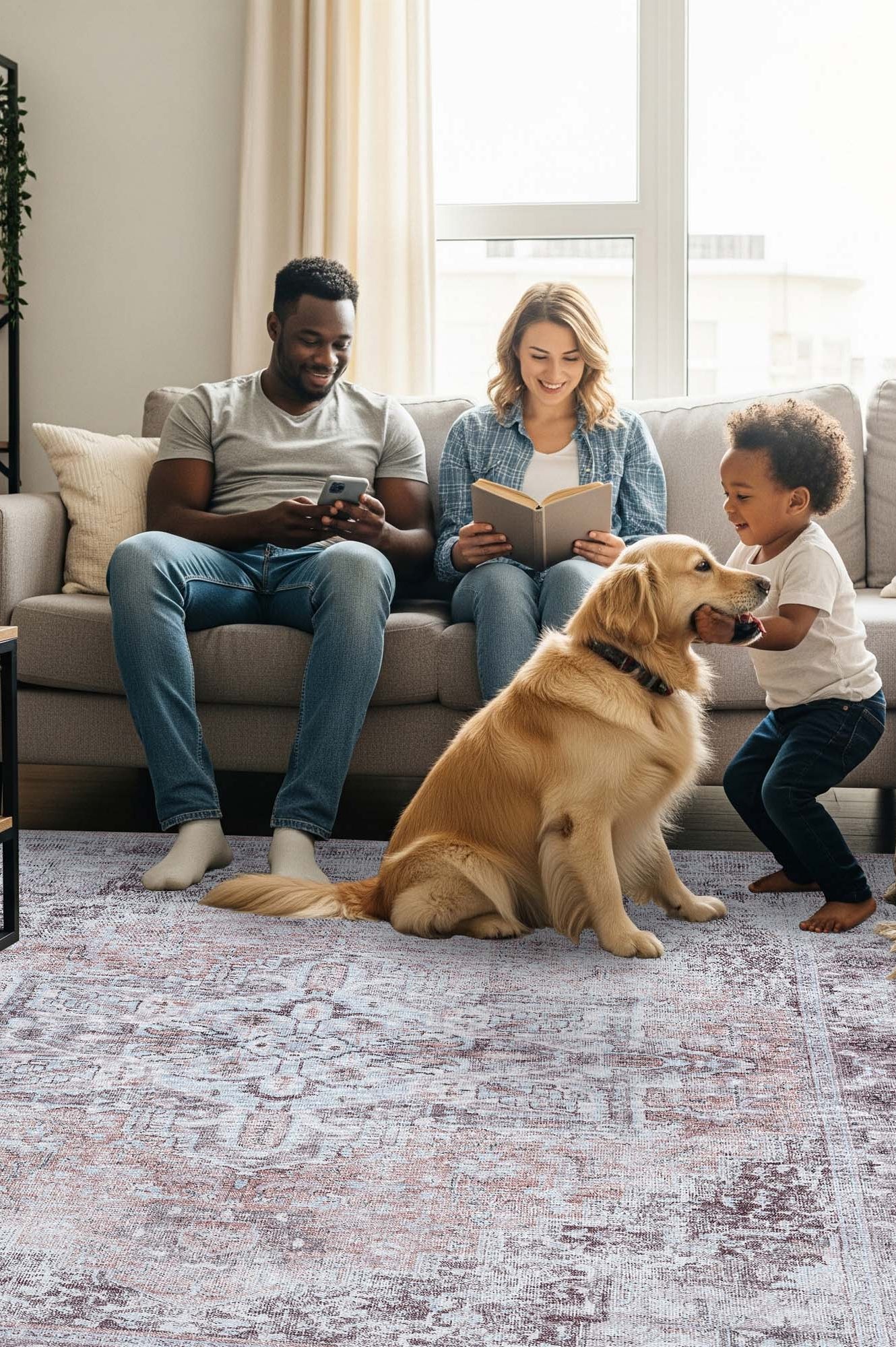 Doria Distressed Persian Heriz Muted Brown Beige Rug