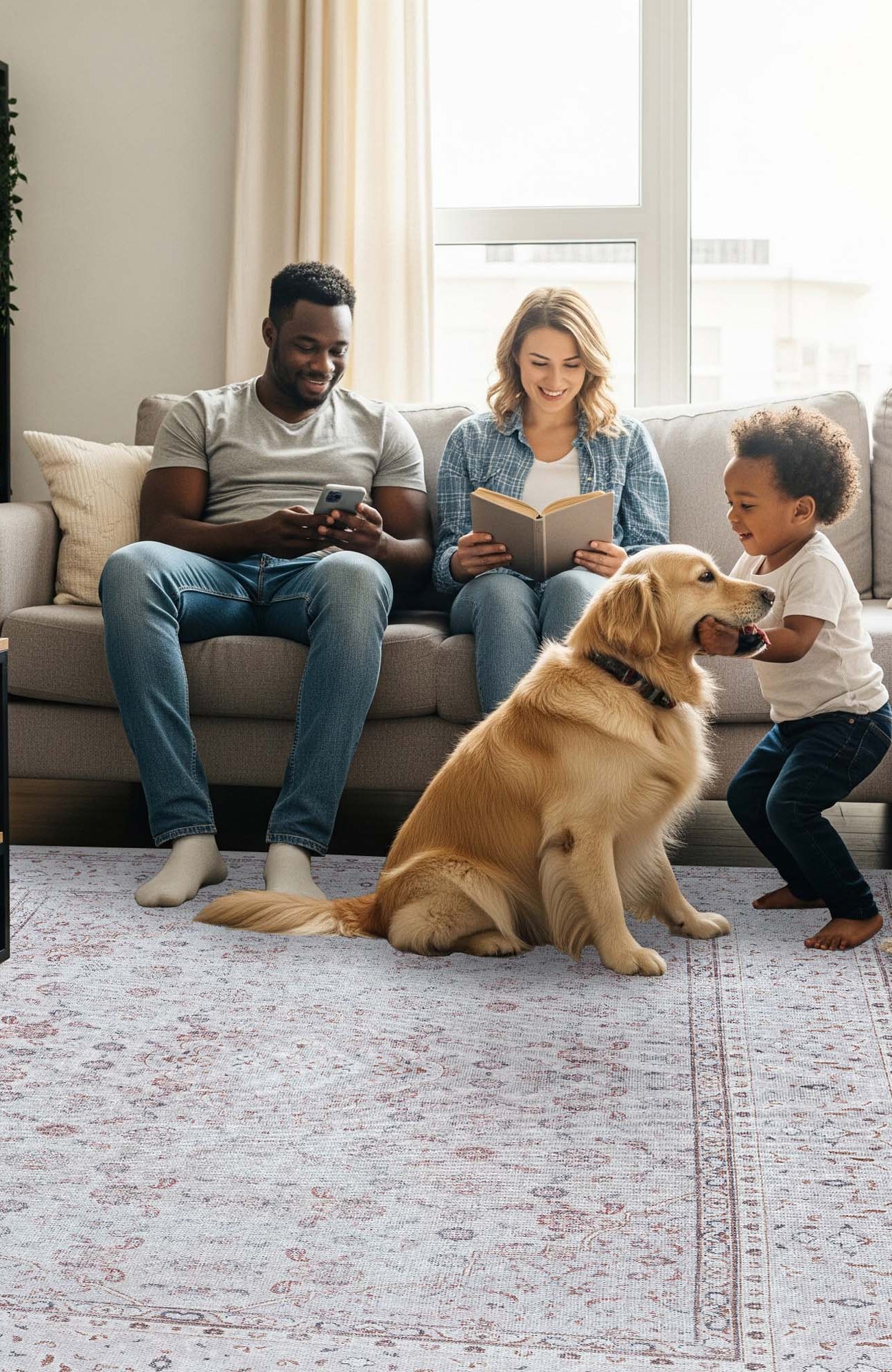 Shula Neutral Muted White & Blush Turkish Rug